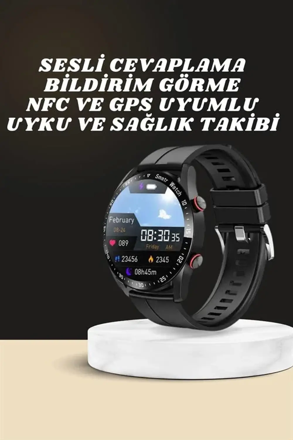 Yeni Model Akıllı Saat GPS Uyumlu Uyku ve Sağlık Takibi Sesli Gör