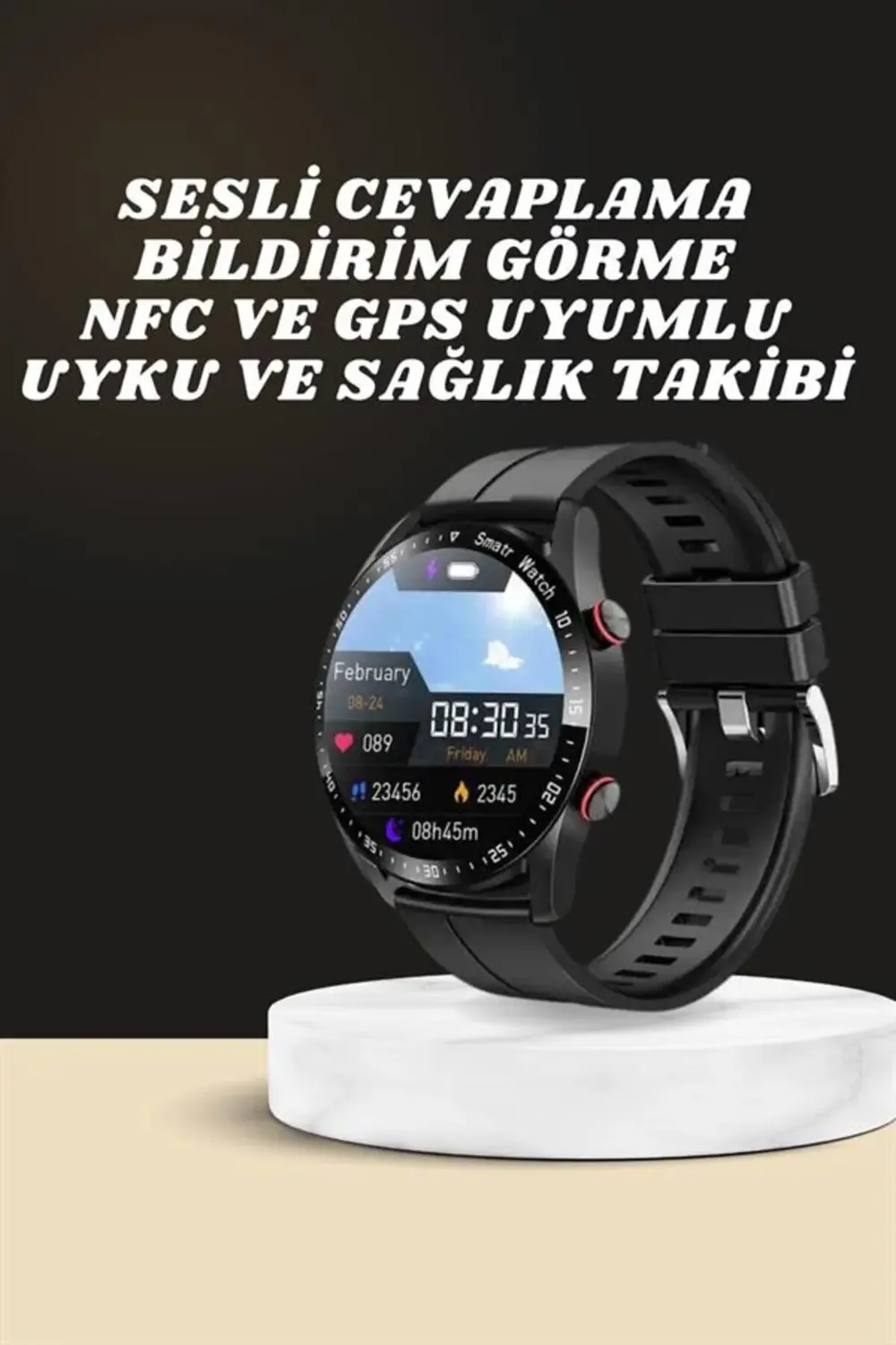 Yeni Model Akıllı Saat GPS Uyumlu Uyku ve Sağlık Takibi Sesli Gör