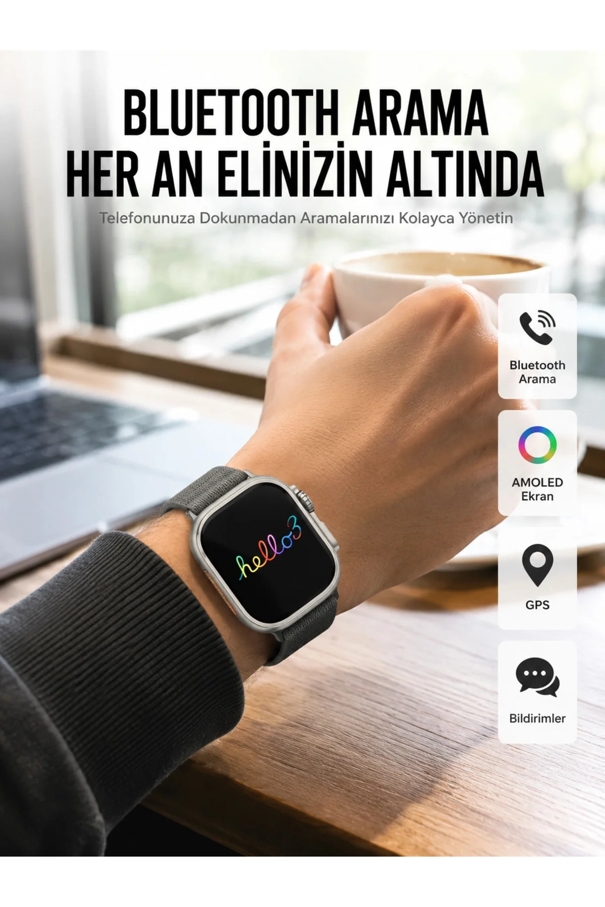 Yeni Nesil 3 Kordonlu Kol Saati 49 MM Amoled Ekran Akıllı Saat
