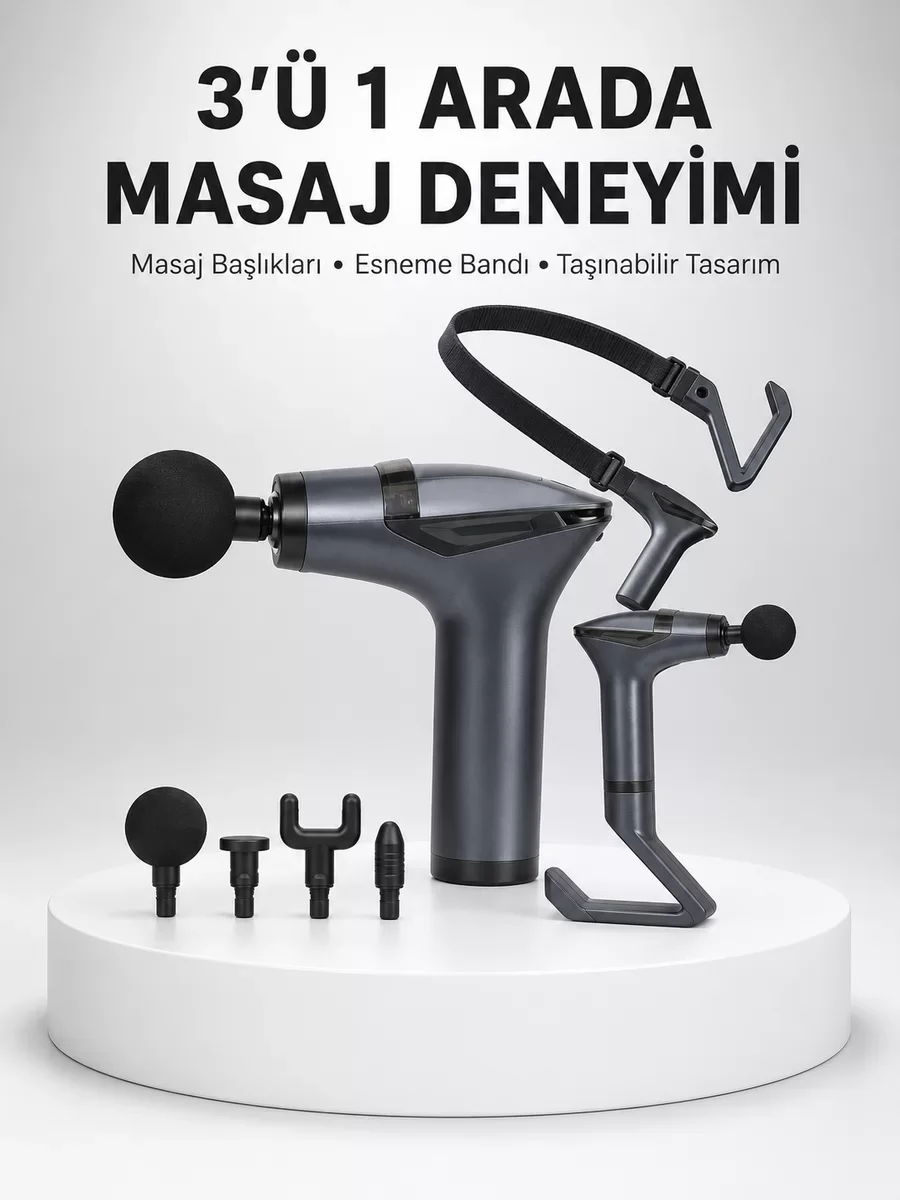 Yeni Nesil 3in1 Fonksiyonel Titreşimli Şarjlı Masaj Aleti - Taşınabilir Vücut ve Yüz Bakım Cihazı