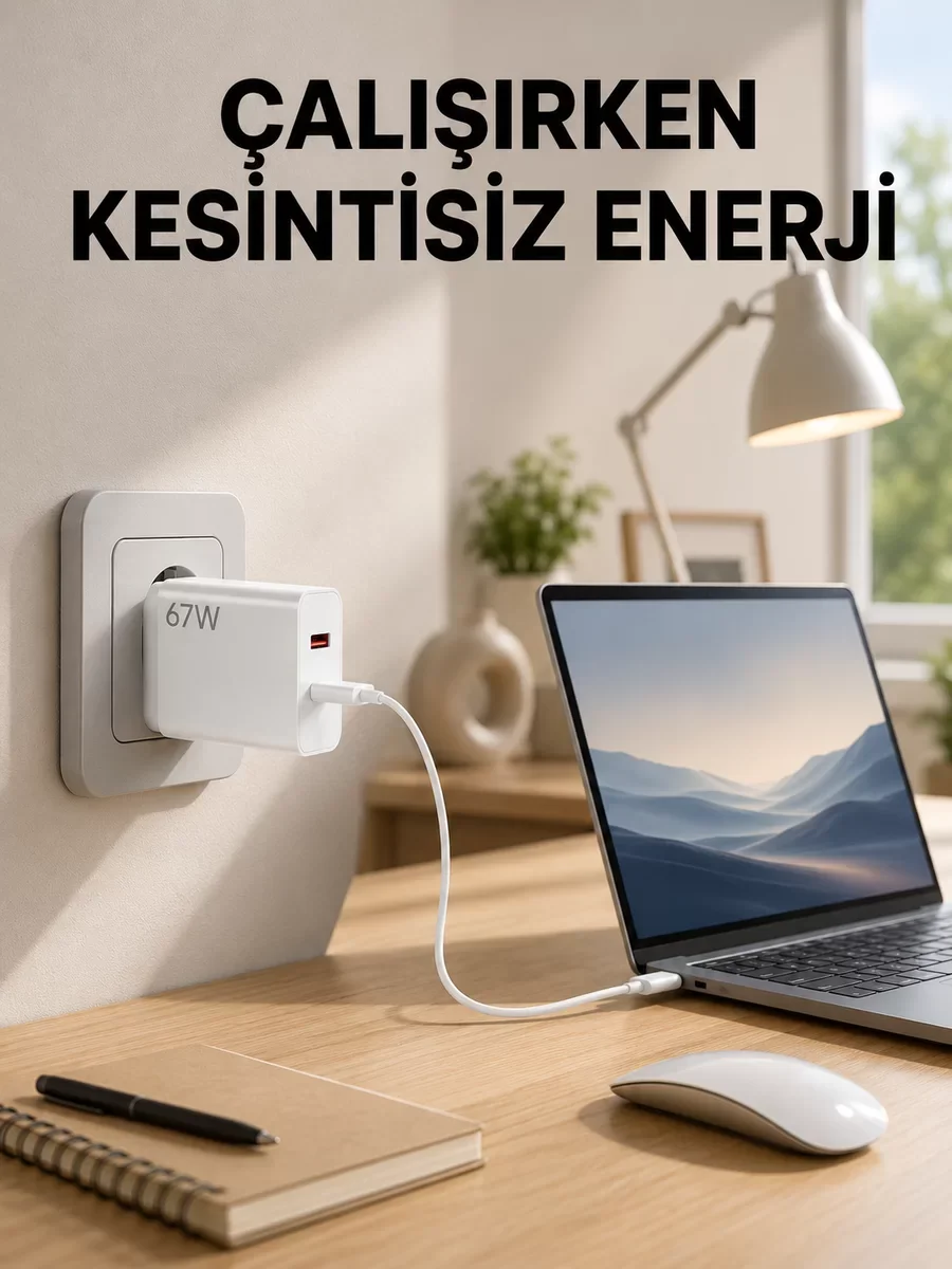 Yeni Nesil 67W Turbo Şarj Cihazı - Motorola G30 G50 G60 G82 Uyumlu Hızlı Şarj Adaptörü