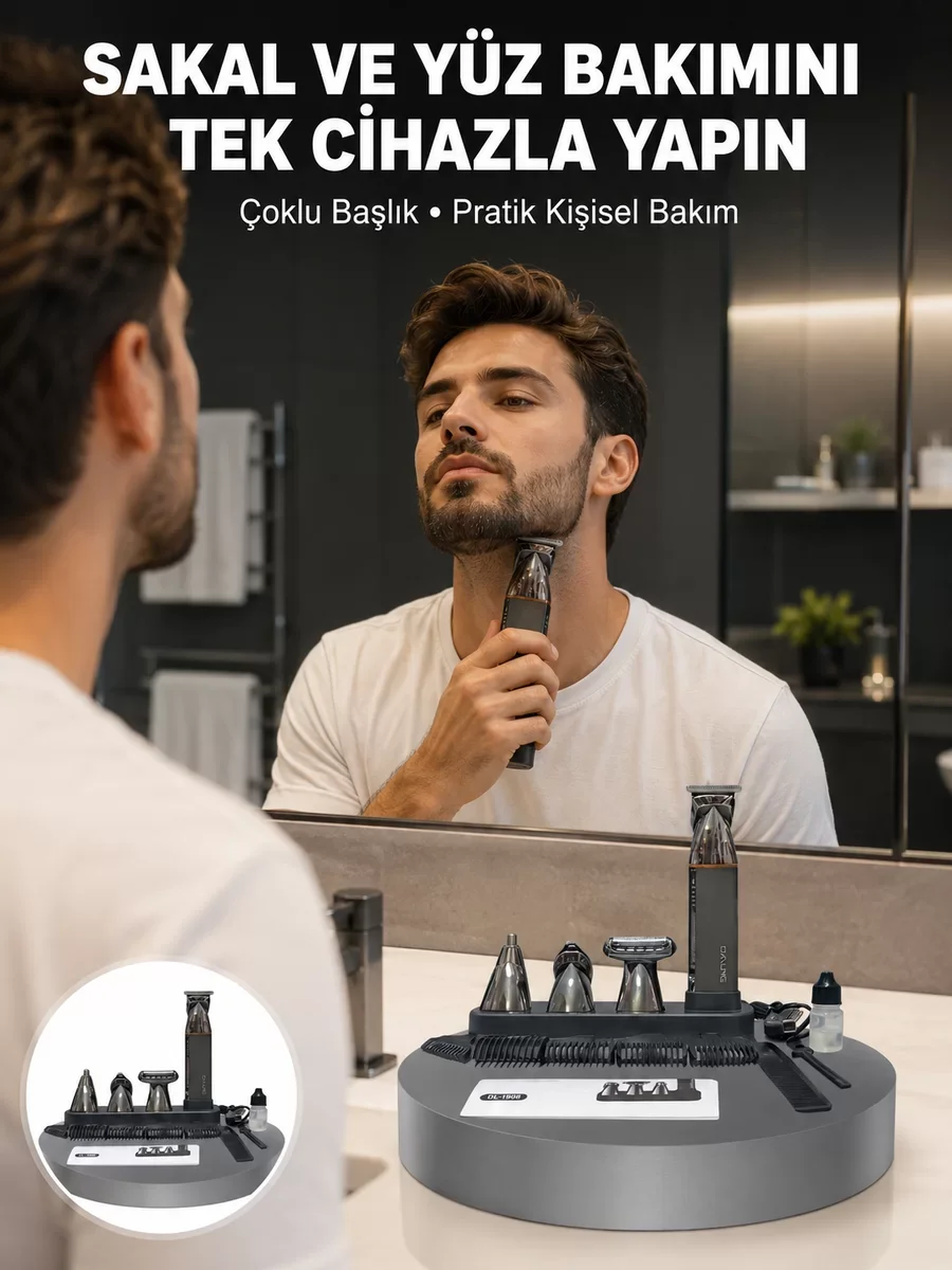 Yeni Nesil 9'lu Tıraş Makinesi - Şarjlı Saç Sakal Düzeltici ve Bakım Seti