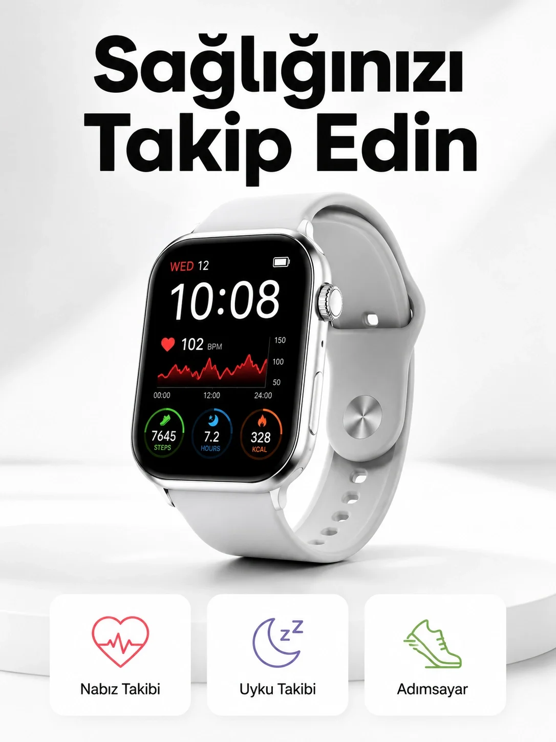 Yeni Nesil Akıllı Saat Adımsayar, GPS, Nabız Ölçer, Uyku ve Sağlık Takibi (Kopya)