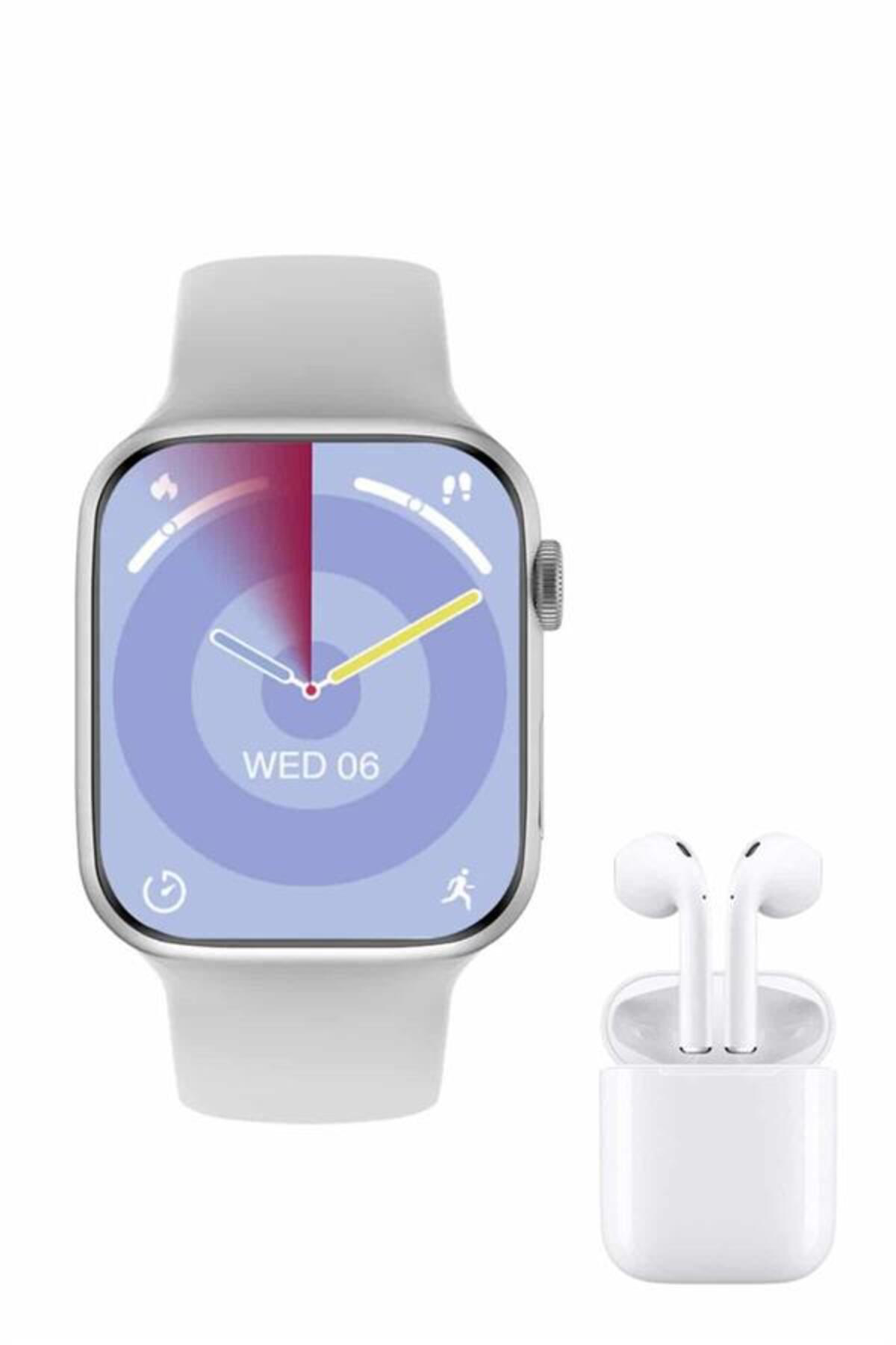 Yeni Nesil Akıllı Saat Ve Kulaklık Seti Gümüş Kasa Zarif Tasarım