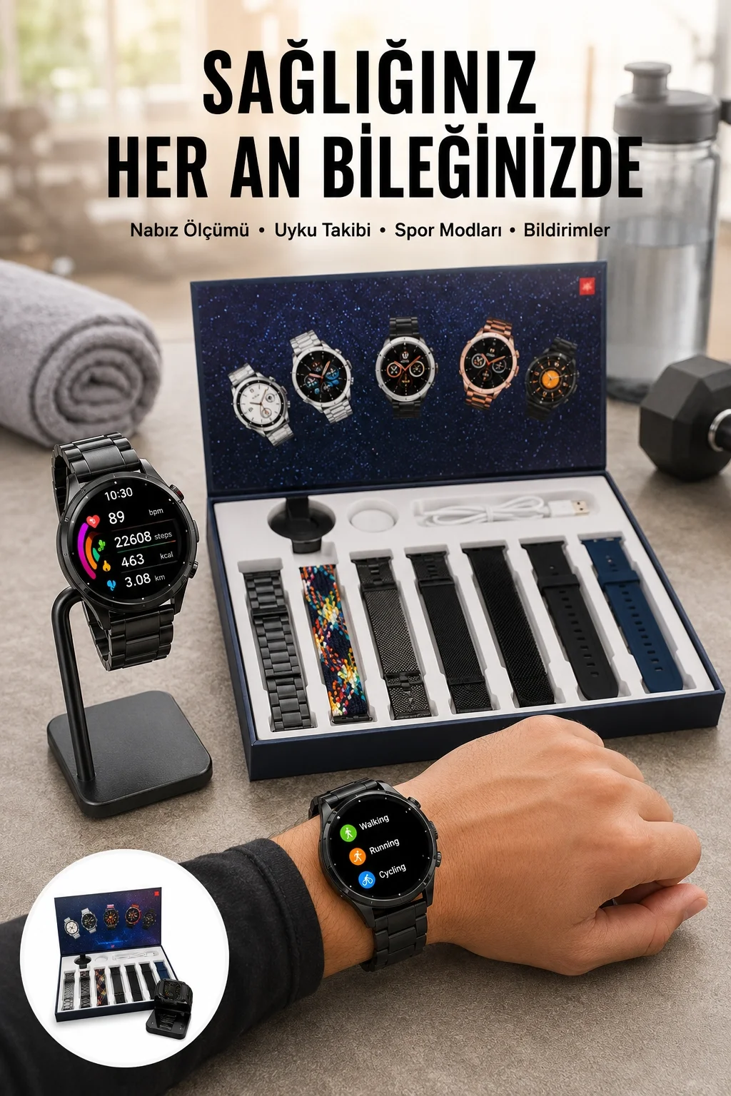 Yeni Nesil Akıllı Saat 2024 Model Uyku ve Sağlık Takibi Bluetooth