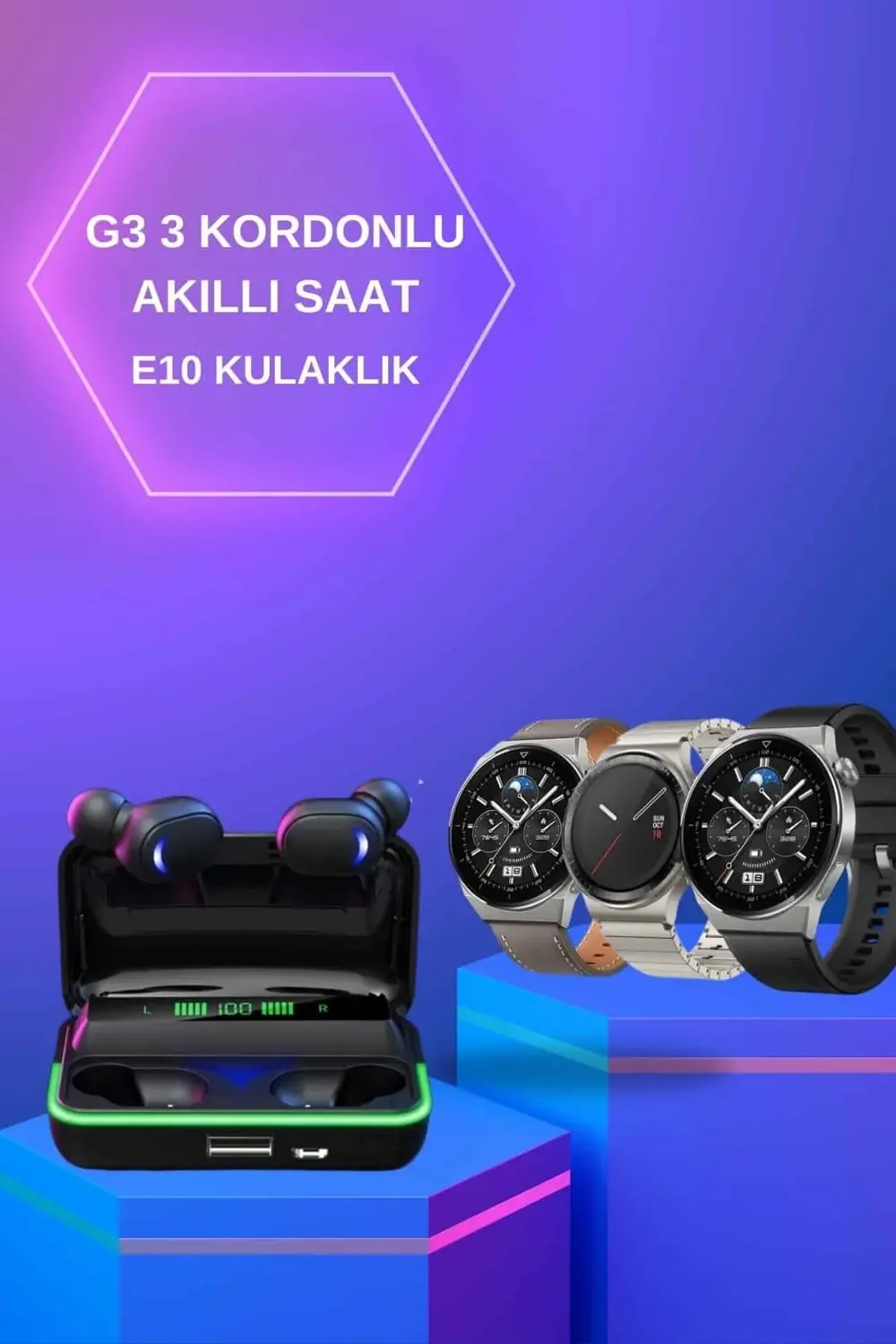Yeni Nesil Akıllı Saat Ve Bluetooth Kulaklık Titreşim Bildirimler