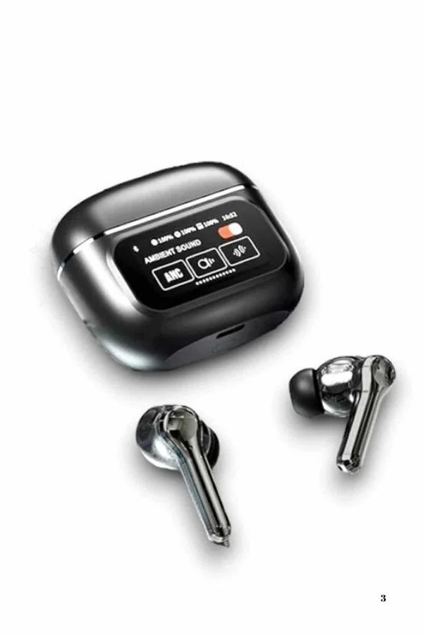Yeni Nesil ANC Bluetooth Kulaklık - Dokunmatik Ekranlı Siyah, Çağrı Cevaplayan ve Powerbank Özellikli