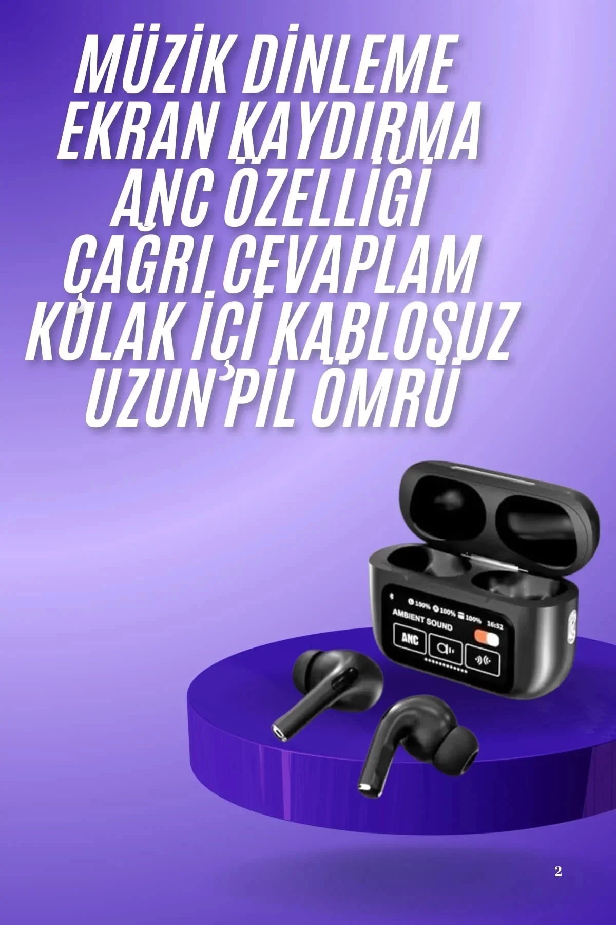 Yeni Nesil ANC Özellikli Çağrı Cevaplayan Dokunmatik Ekranlı Bluetooth Kulaklık Siyah Yeni Nesil Yeni Nesil ANC Özellikli Çağrı Cevaplayan Dokunmatik Ekranlı Bluetooth Kulaklık Siyah Yeni Nesil