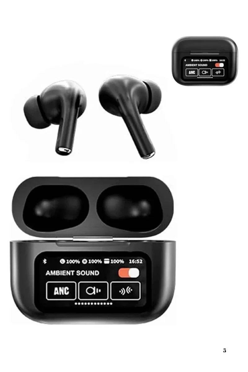 Yeni Nesil ANC Özellikli Çağrı Cevaplayan Dokunmatik Ekranlı Bluetooth Kulaklık Siyah Yeni Nesil