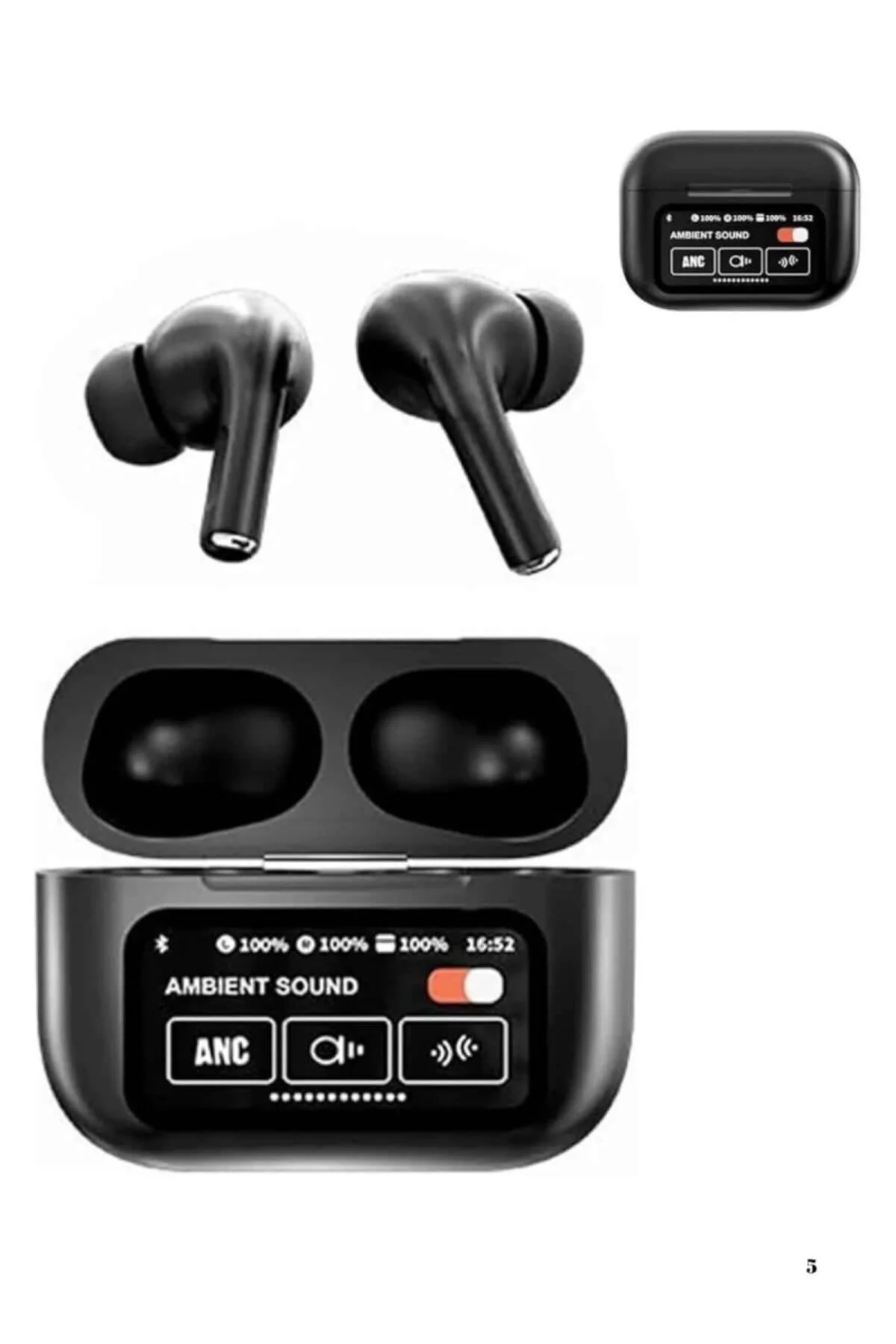 Yeni Nesil Anc Özellikli Çağrı Cevaplayan Dokunmatik Ekranlı Bluetooth Kulaklık Siyah