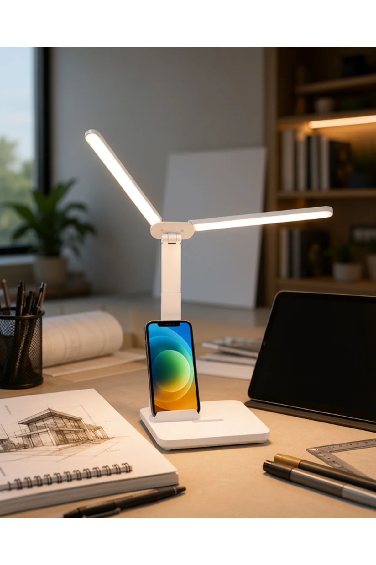Yeni Nesil Ayarlanabilir Kısılabilir LED Masa Lambası | Entegre Kalemlik ve Telefon Tutucu Yeni Nesil Ayarlanabilir Kısılabilir LED Masa Lambası | Entegre Kalemlik ve Telefon Tutucu