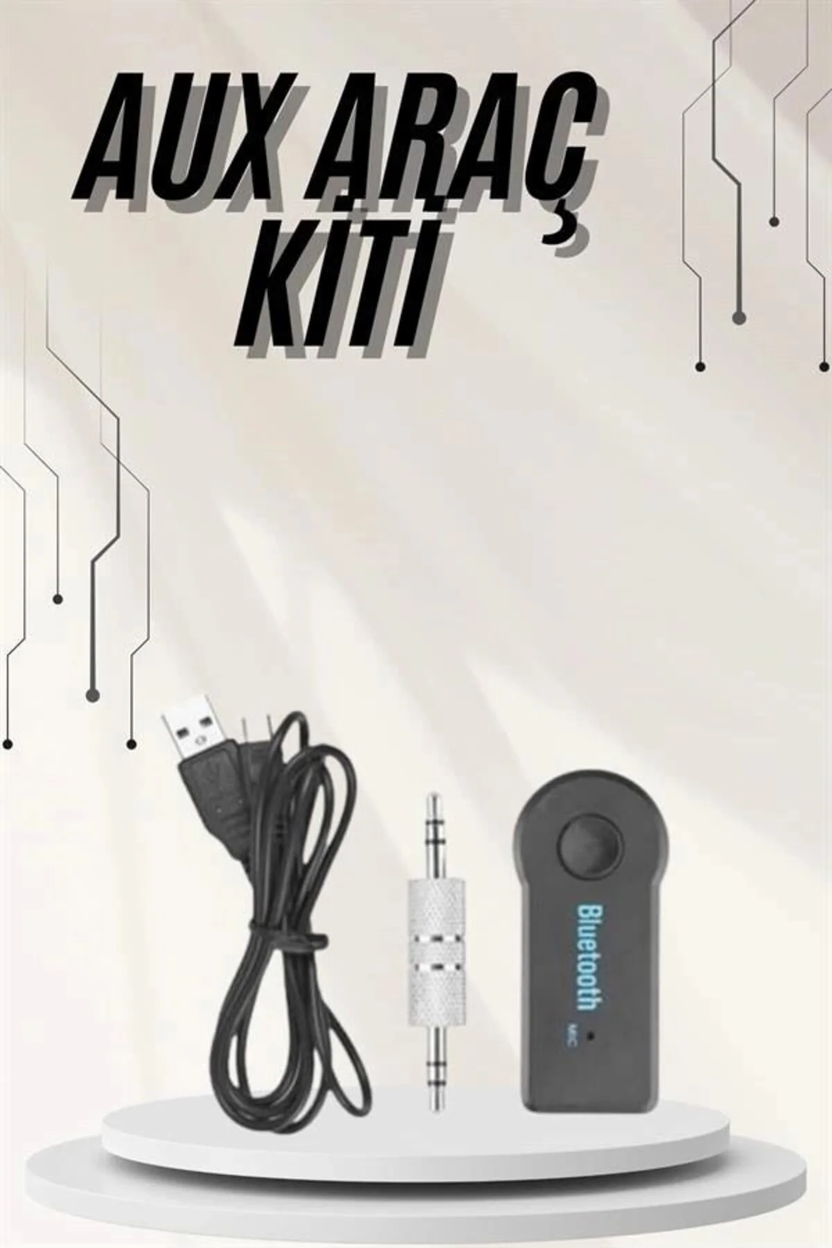 Yeni Nesil Bluetooth Aux Araç Kiti Siyah Tv Tablet Telefon Araç Araba - Görsel 2