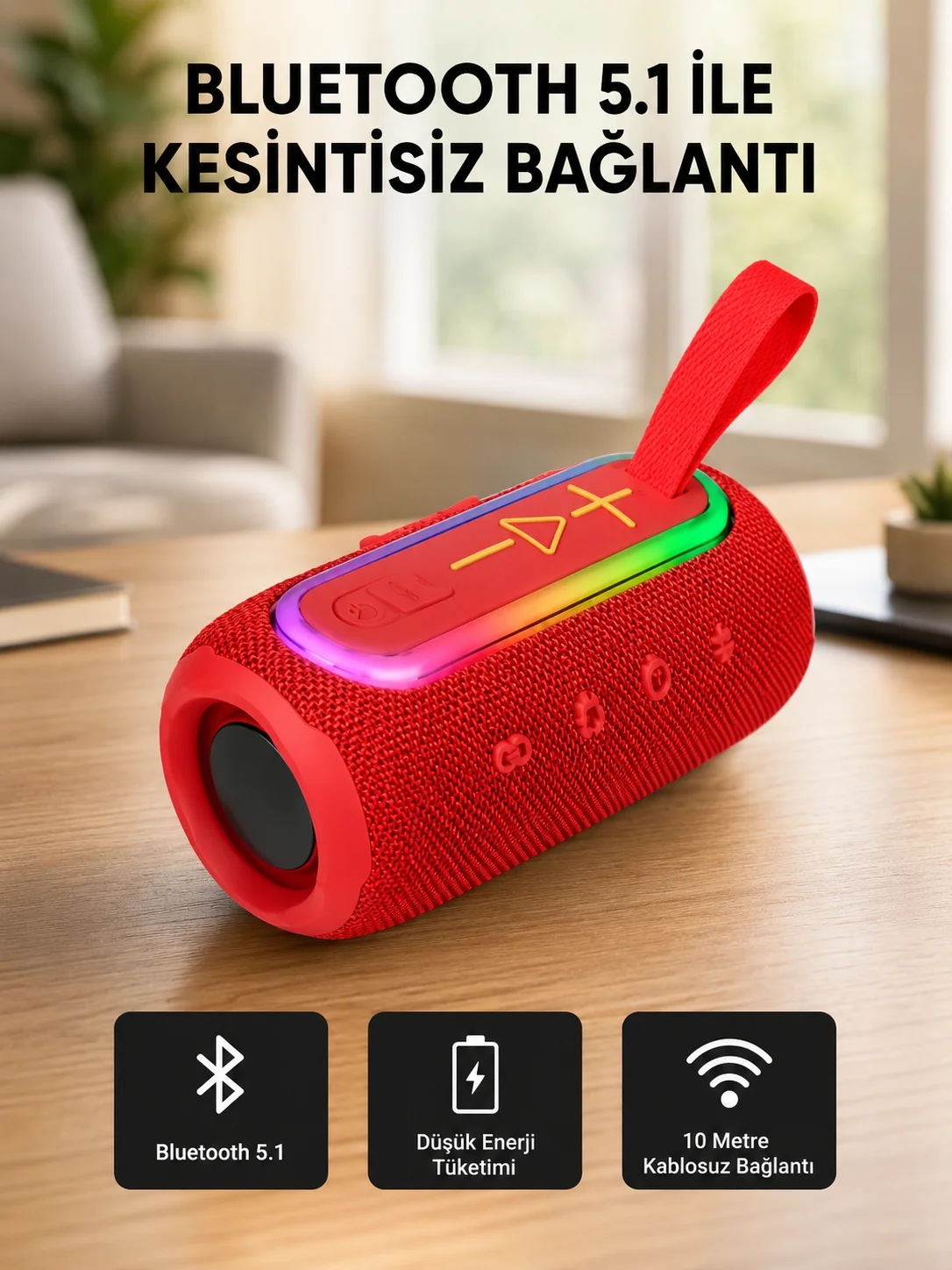 Yeni Nesil Bluetooth 5.1 Hoparlör – Güçlü Ses, Hızlı Bağlantı, Uzun Pil Ömrü