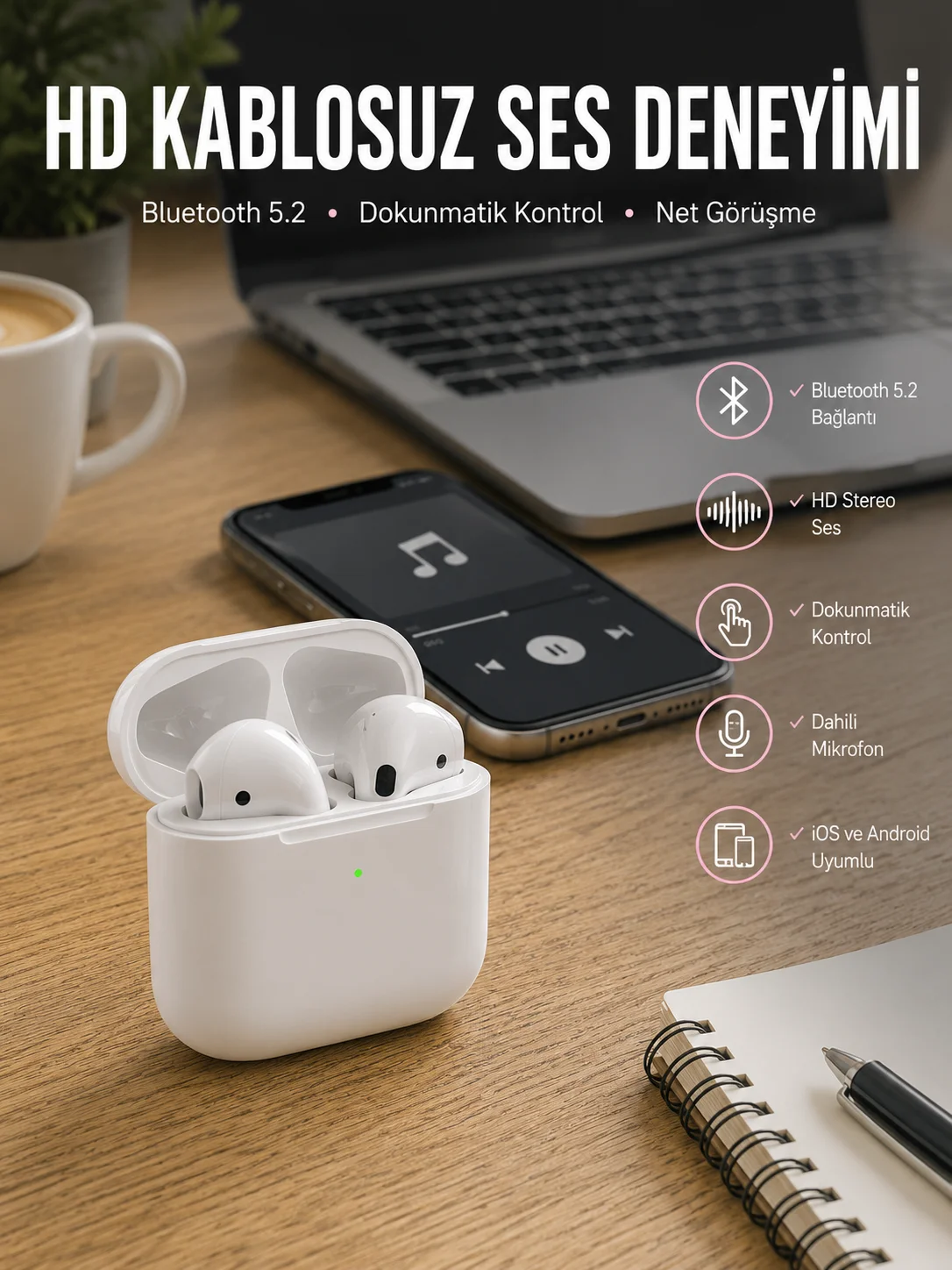 Yeni Nesil Bluetooth Kulaklık Eller Serbest Aramalar ve Yüksek Kaliteli Ses İçin İdeal Kulaklık Yeni Nesil Bluetooth Kulaklık Eller Serbest Aramalar ve Yüksek Kaliteli Ses İçin İdeal Kulaklık
