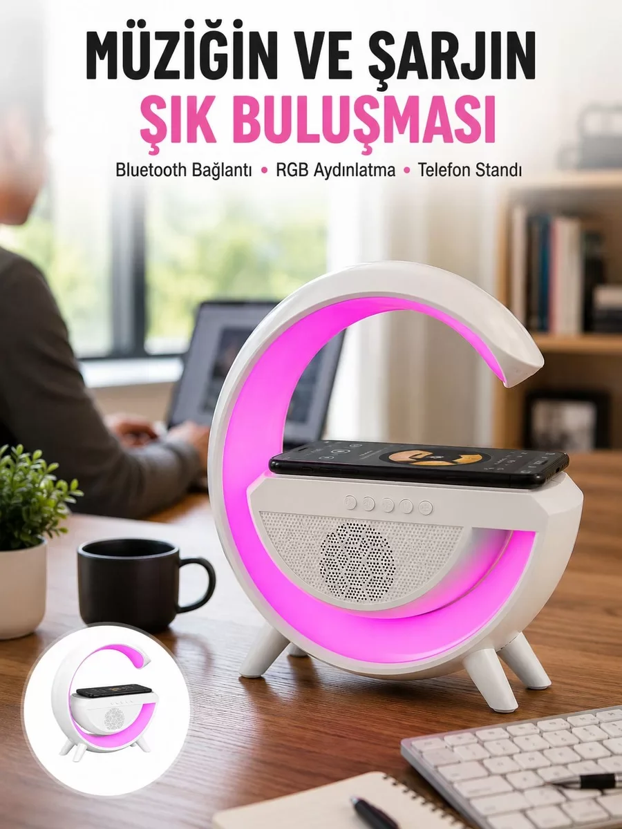 Yeni Nesil Bluetooth Hoparlör Speaker 5.0 Taşınabilir G Şeklinde Powerbankli
