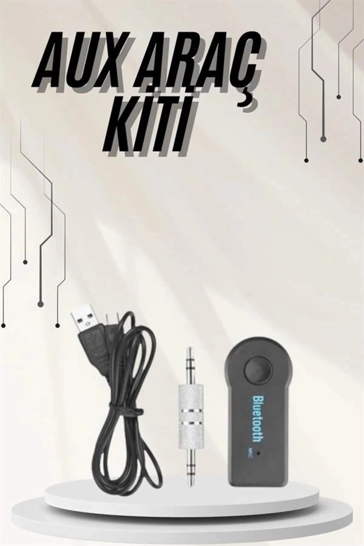 Yeni Nesil Bluetooth Aux Araç Kiti Siyah Tv Tablet Telefon Araç Araba