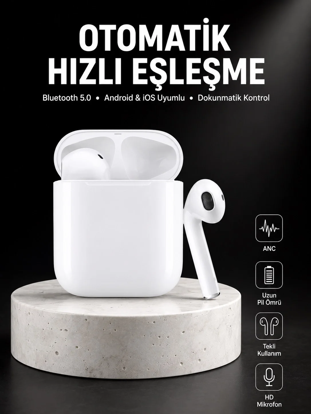 Yeni Nesil Dokunmatik Kontrol Çağrı Cevaplayabilen Kablosuz Bluetooth Kulaklık