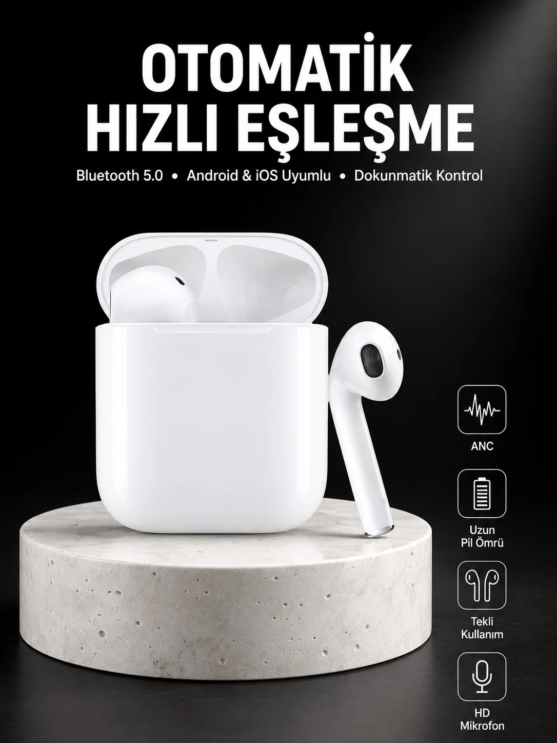 Yeni Nesil Dokunmatik Kontrol Çağrı Cevaplayabilen Kablosuz Bluetooth Kulaklık