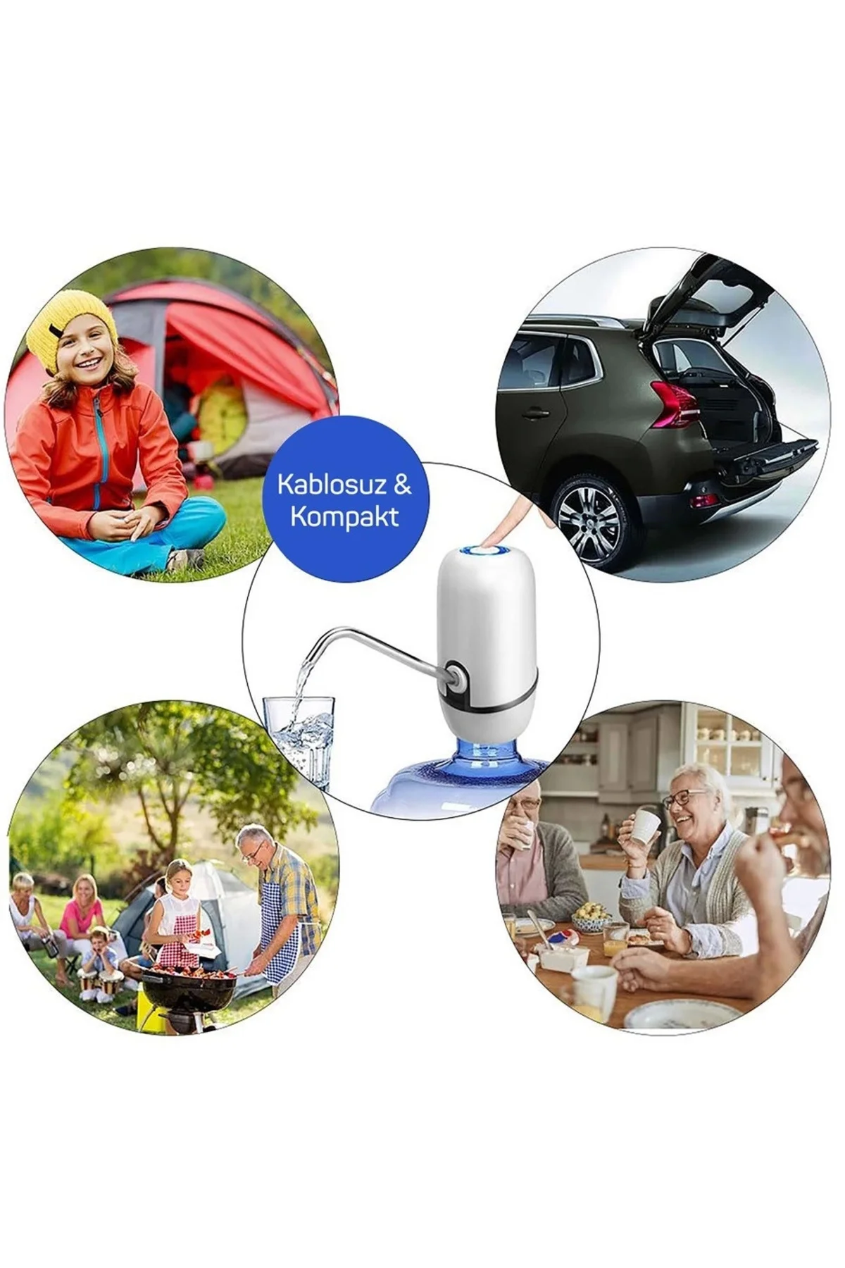 Yeni Nesil Dokunmatik Damacana Su Pompası Şarjlı 1200 Mah ( Lisin