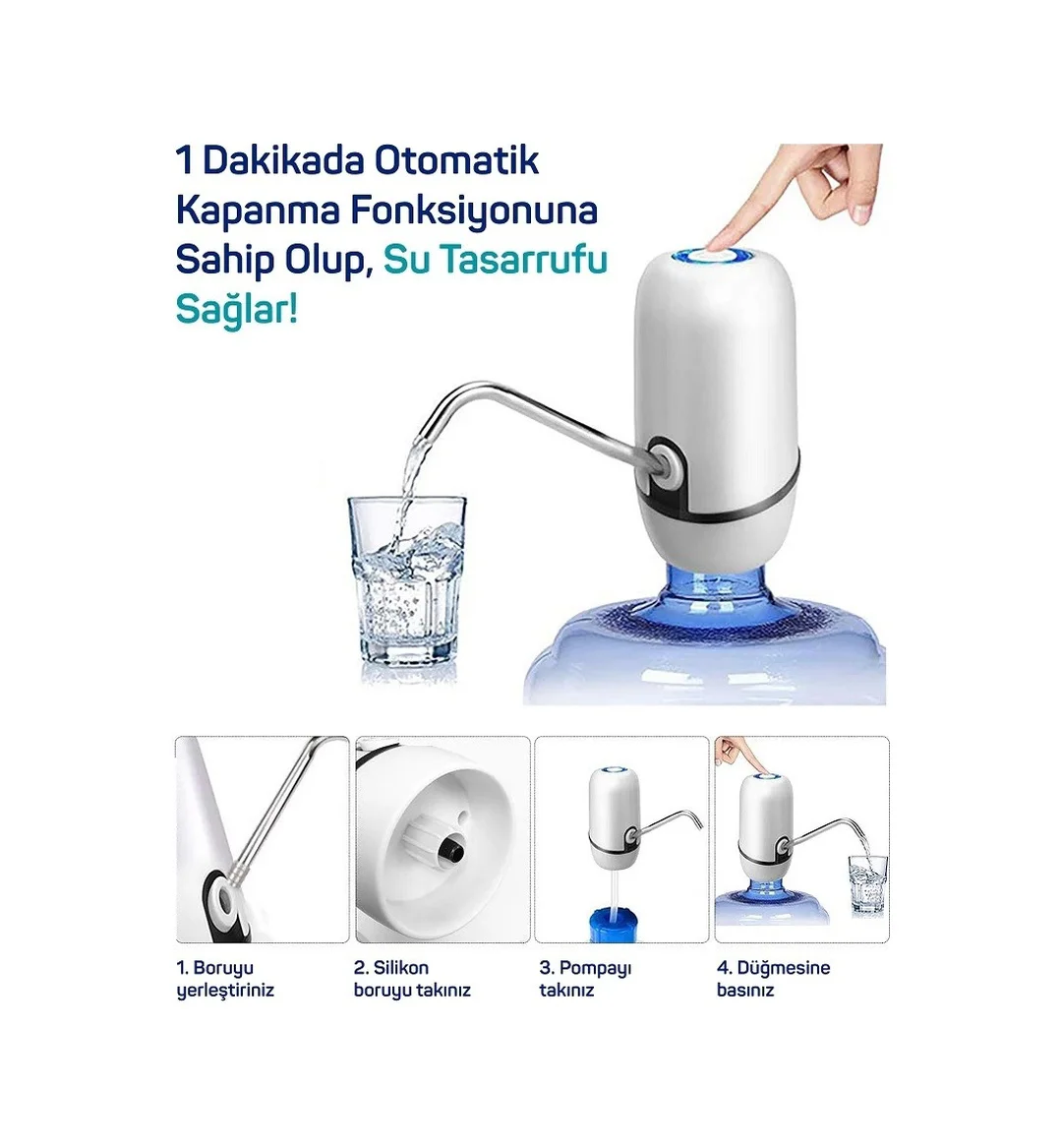Yeni Nesil Dokunmatik Damacana Su Pompası Şarjlı 1200 Mah Diğer Yeni Nesil Dokunmatik Damacana Su Pompası Şarjlı 1200 Mah Diğer