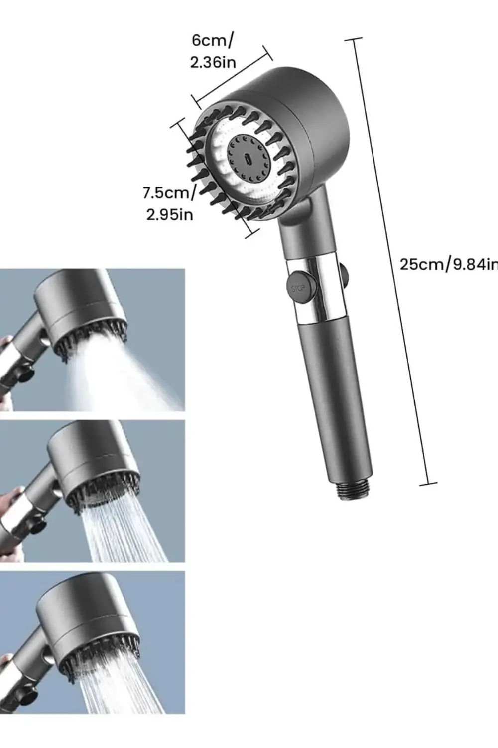 Yeni Nesil Duş Başlığı Paslanmaz Çelik Masaj Etkili Ergonomik Tas