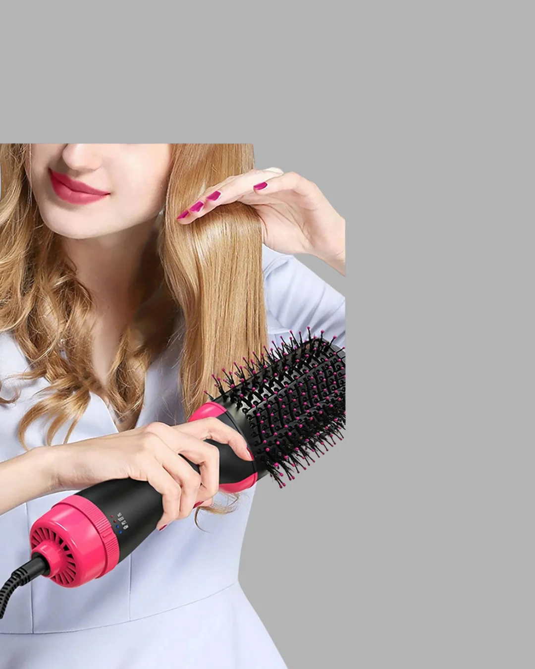 Yeni Nesil Fön Tarağı – 220°C Isı, Negatif İyon, 360° Dönebilen K