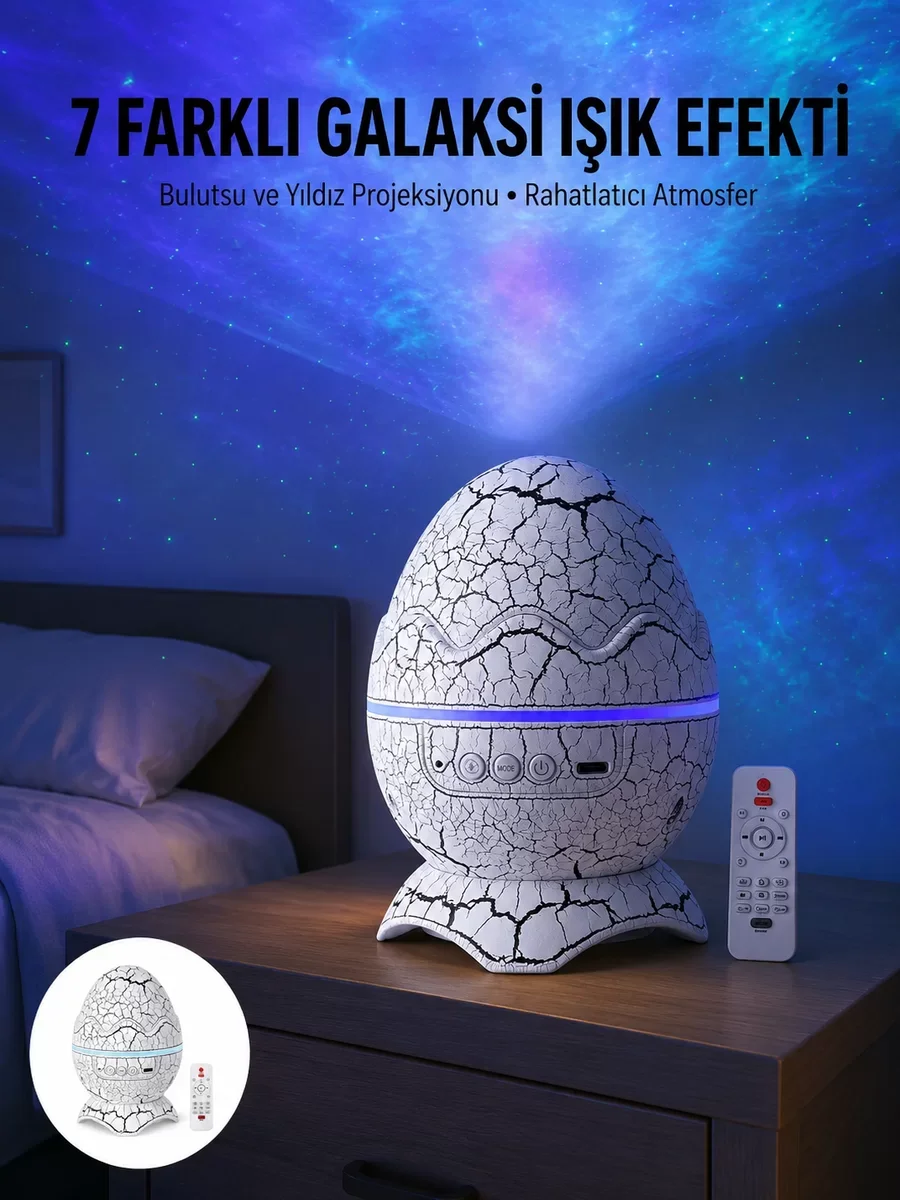 Yeni Nesil Gece Lambası Yumurta Speaker Dinozor Temalı Atmosfer Işığı