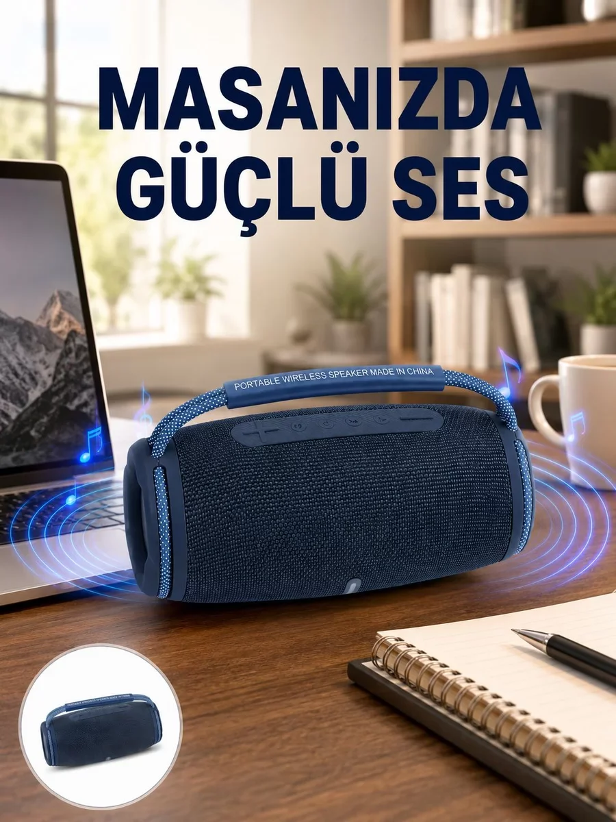 Yeni Nesil IPX5 Suya Dayanıklı Kablosuz Hoparlör - Dış Mekan İçin Güçlü Ses ve LED Işıklar