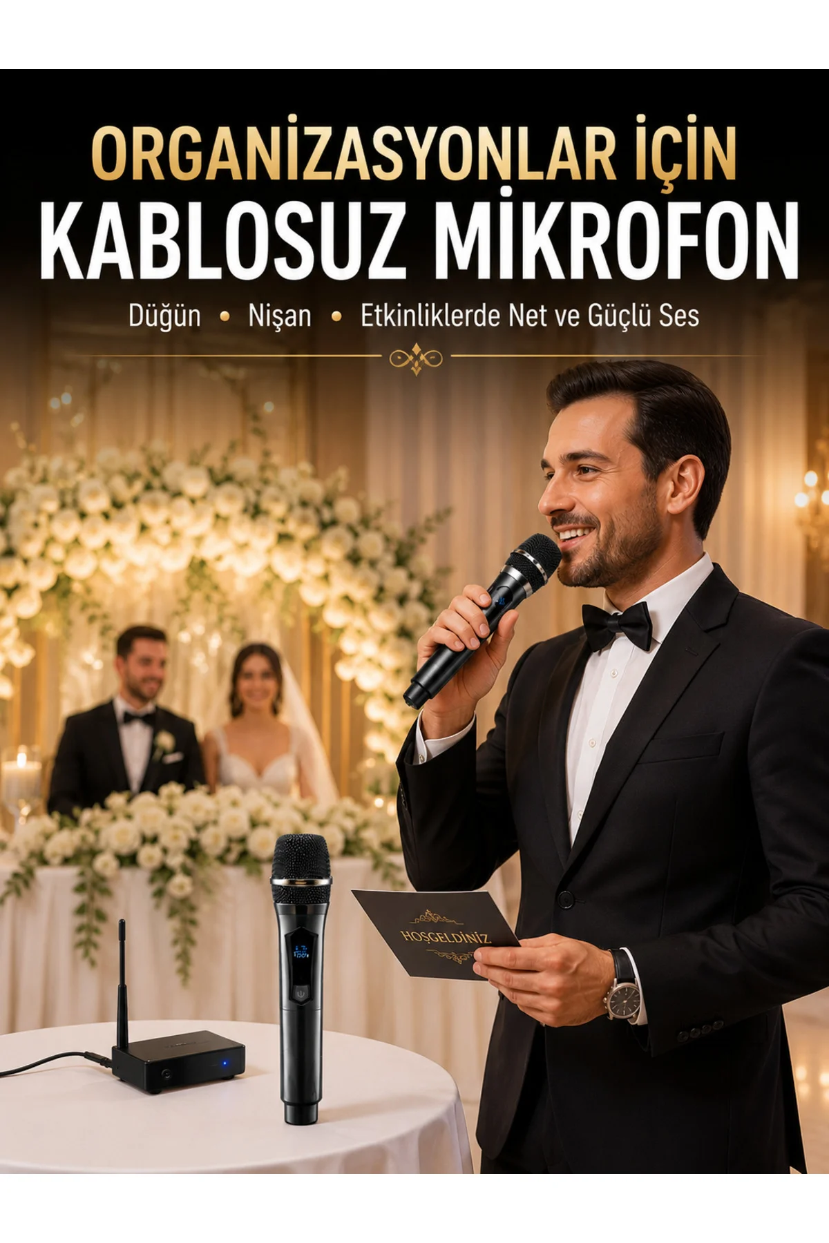 Yeni Nesil Kablosuz El Mikrofonu Seti Dijital Ekranlı Çift Mikrofonlu