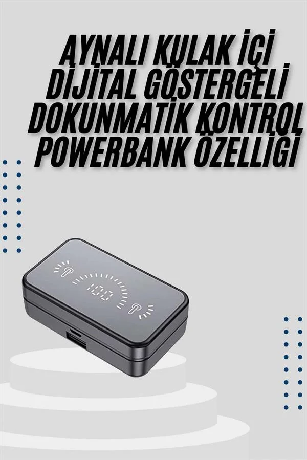 Yeni Nesil Kablosuz Kulaklık Aynalı Powerbank Özellikli Bluetooth Bağlantılı Dijital Göstergeli Fiyatı, Yorumları ve Özellikleri