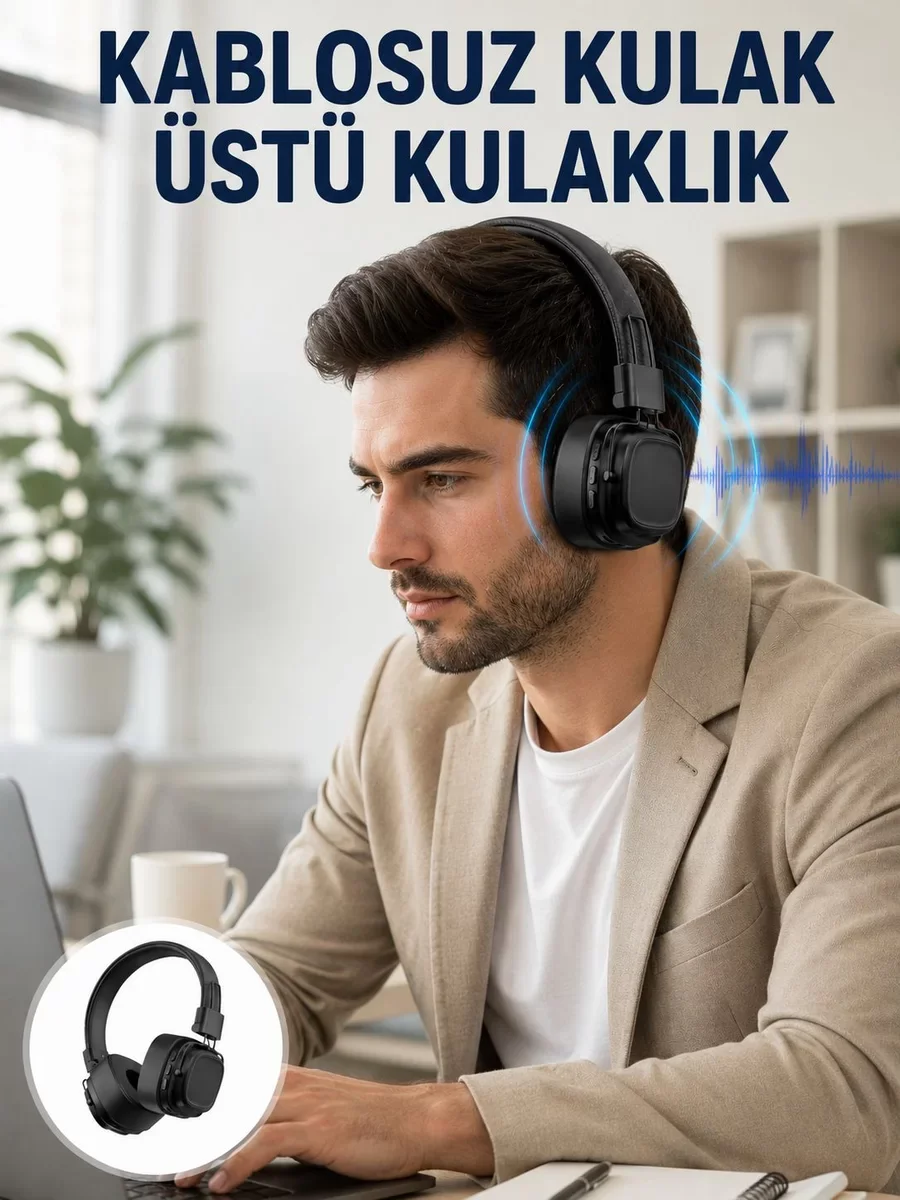 Yeni Nesil Kablosuz Bluetooth Kulaklık - Uzun Pil Ömrü ve Mükemmel Ses Kalitesi