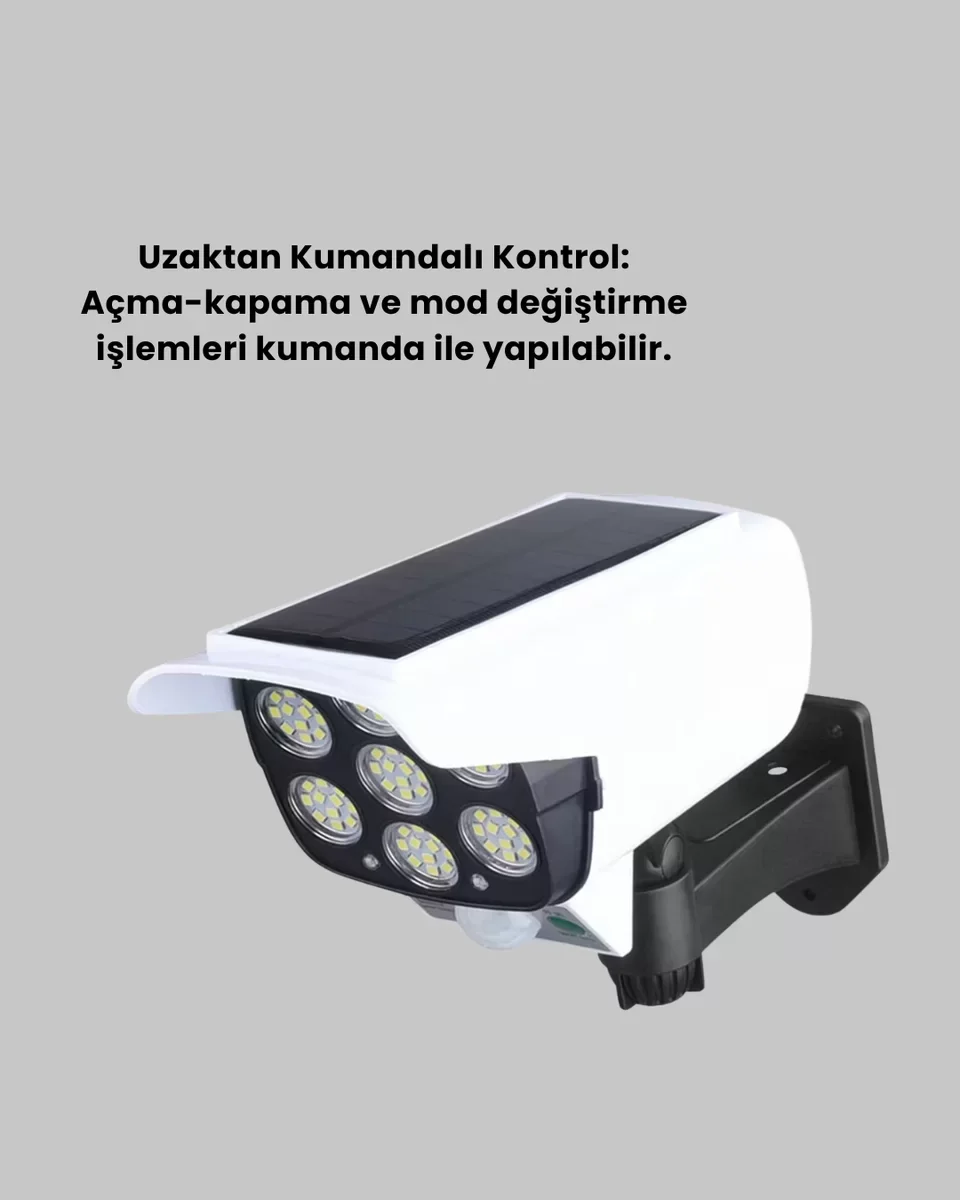 Yeni Nesil Kamera Tipi Güneş Enerjili LED Güvenlik Lambası Hareket Sensörlü