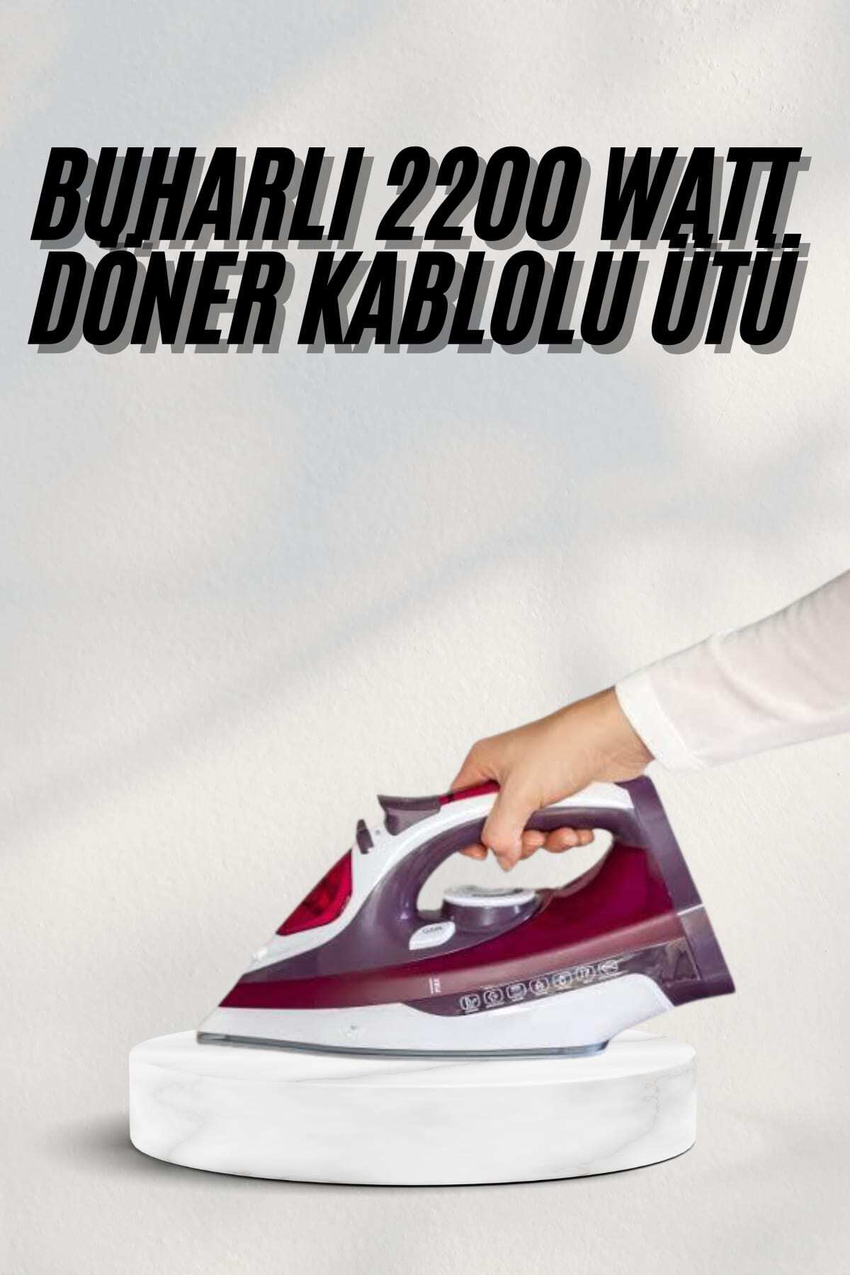 Yeni Nesil Kırmızı Buharlı Ütü 2200 Watt Seramik Tabanlı Yüksek B