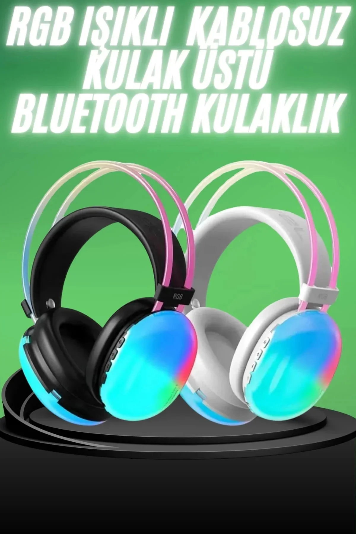 Yeni Nesil Kulak Üstü Kablosuz Uzun Ömürlü RGB Işıklı Bluetooth Kulaklık Yeni Nesil Kulak Üstü Kablosuz Uzun Ömürlü RGB Işıklı Bluetooth Kulaklık