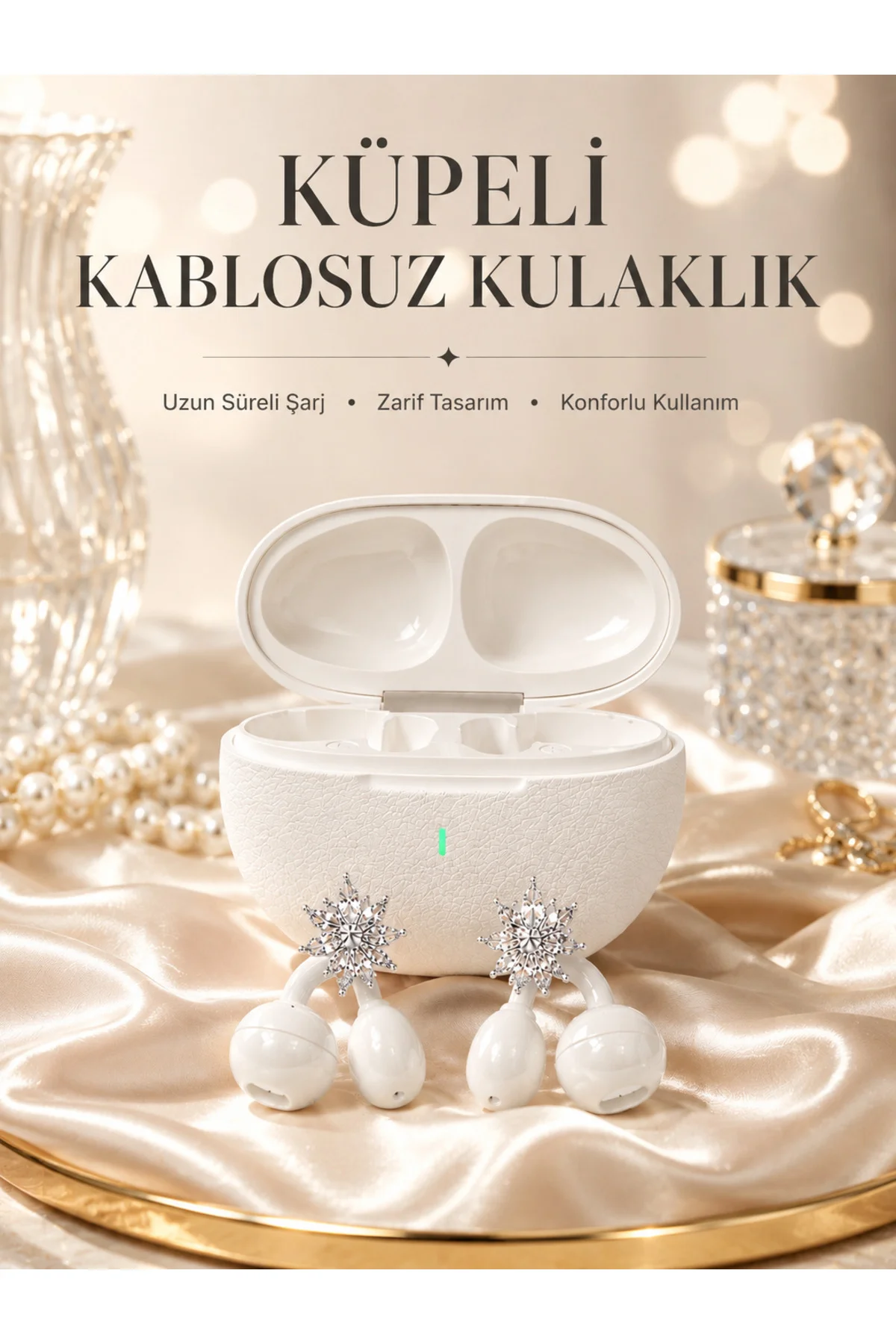 Yeni Nesil Küpeli Kablosuz Kulaklık Güçlü Bataryalı