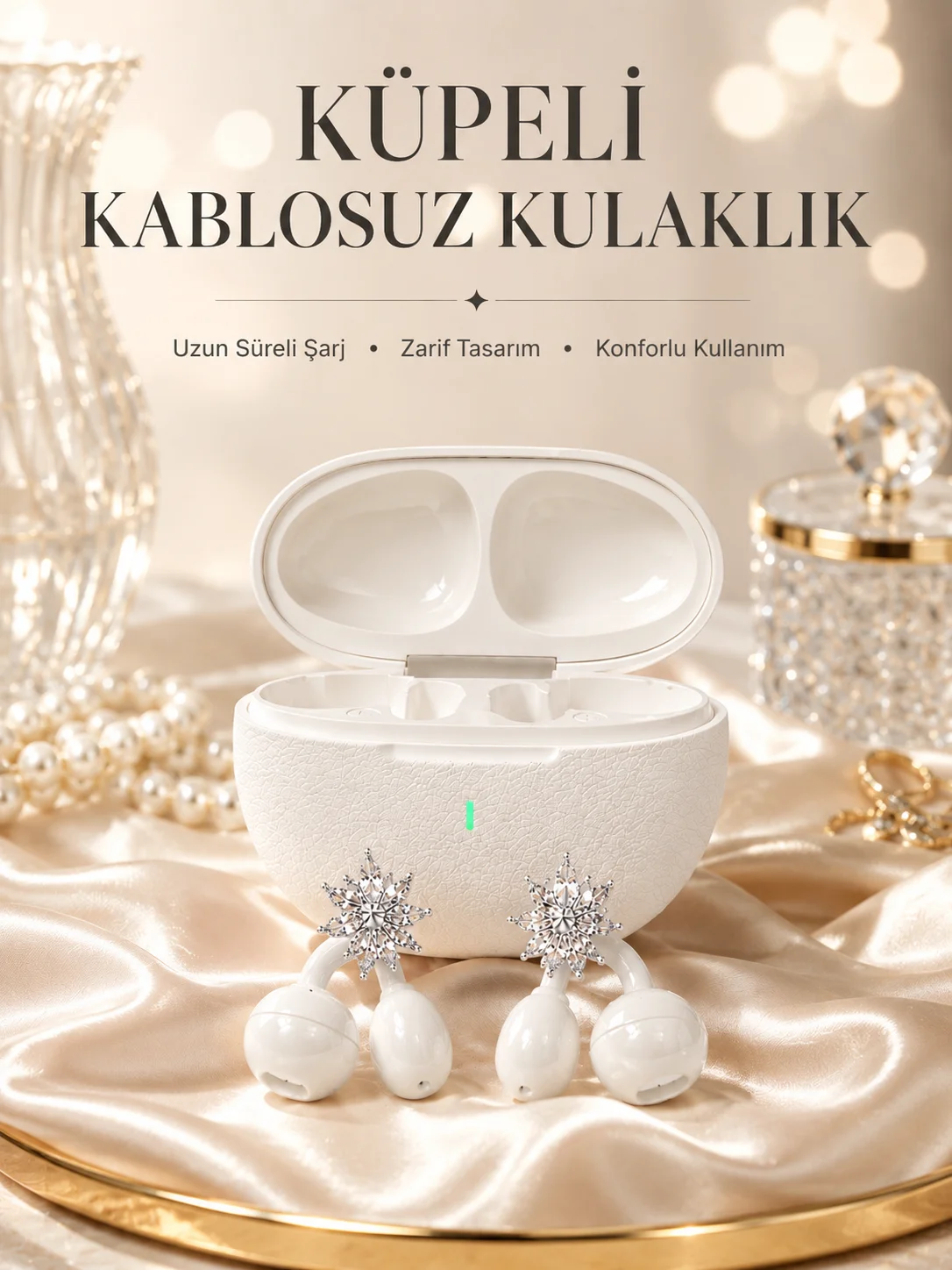 Yeni Nesil Küpeli Kablosuz Kulaklık Güçlü Bataryalı