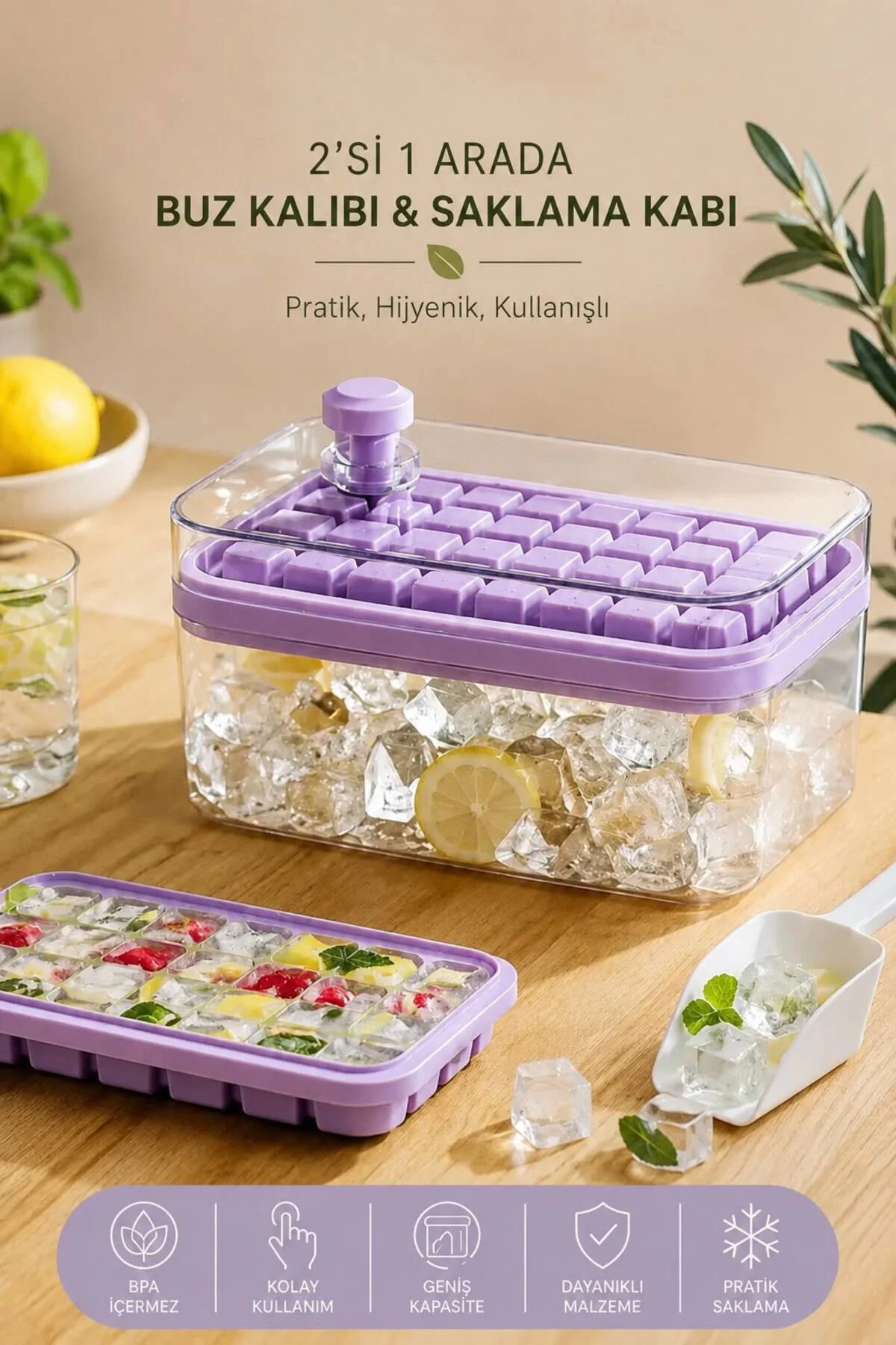 Yeni Nesil Lila Renk Basmalı Çift Buz Kalıbı Buzluk – Kapaklı Saklama Kutulu 28 28 56 Bölmeli 10x20 Cm Yeni Nesil Lila Renk Basmalı Çift Buz Kalıbı Buzluk – Kapaklı Saklama Kutulu 28 28 56 Bölmeli 10x20 Cm
