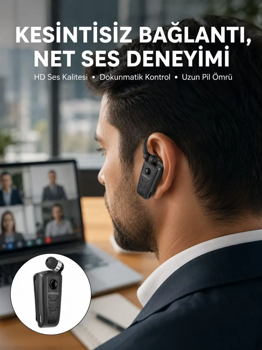 Yeni Nesil Mikrofonlu Makaralı Bluetooth Kulakiçi Kulaklık - Android ve iOS Uyumlu
