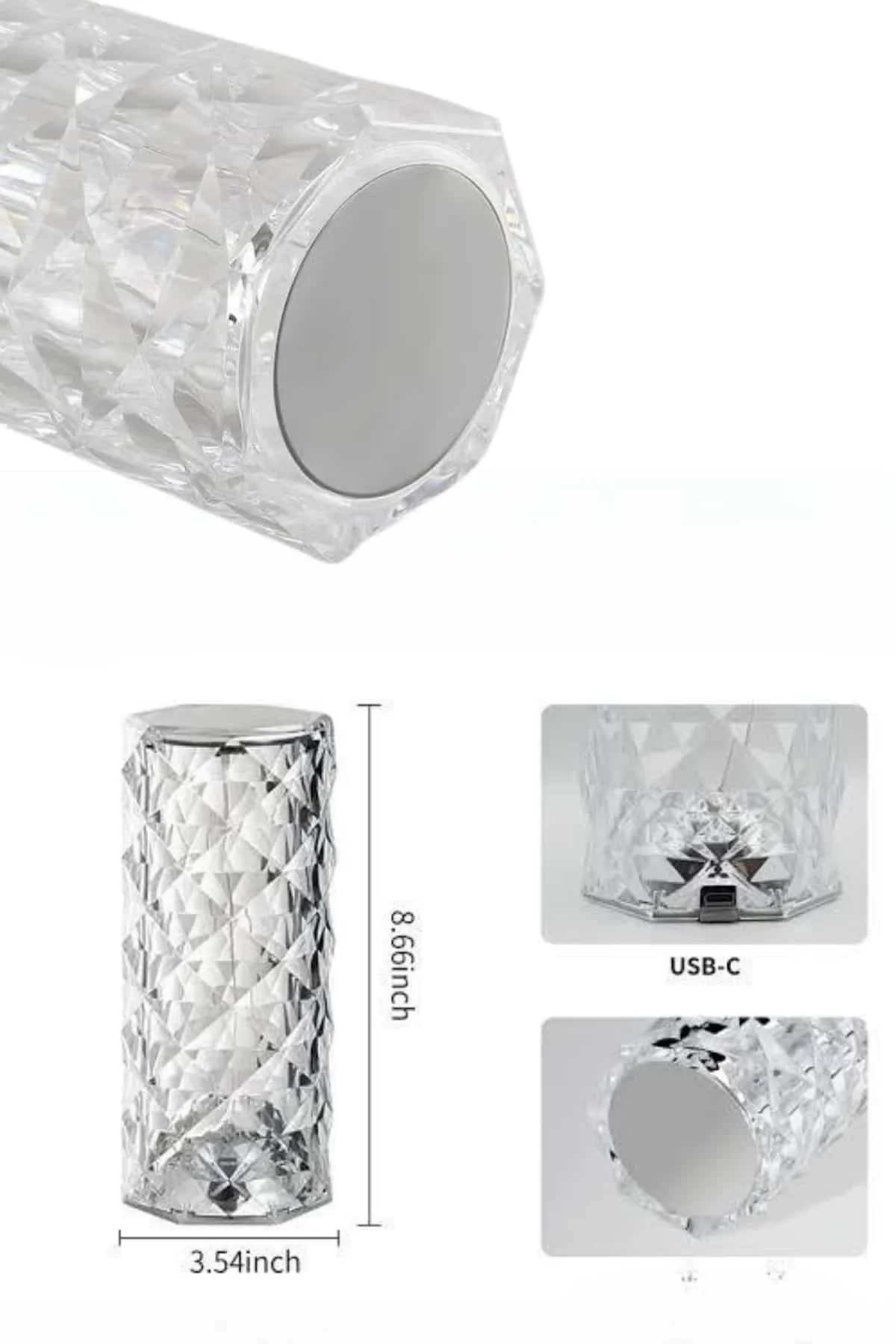 Yeni Nesil Modern Kristal Masa ve Gece Lambası Dokunmatik Renk Değiştirebilen