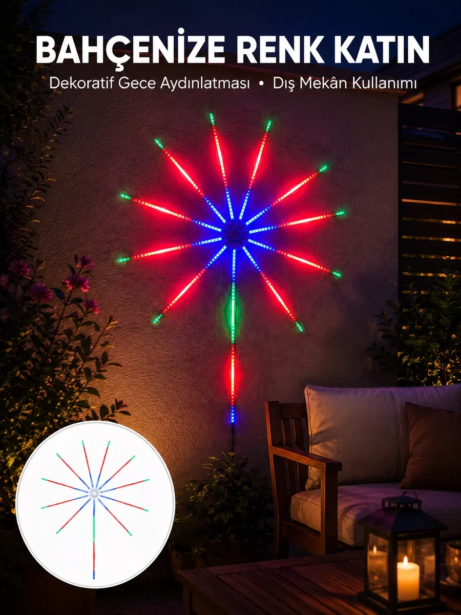 Yeni Nesil Modüler RGB LED Duvar Işığı - Havai Fişek Efektli Uzaktan Kumandalı