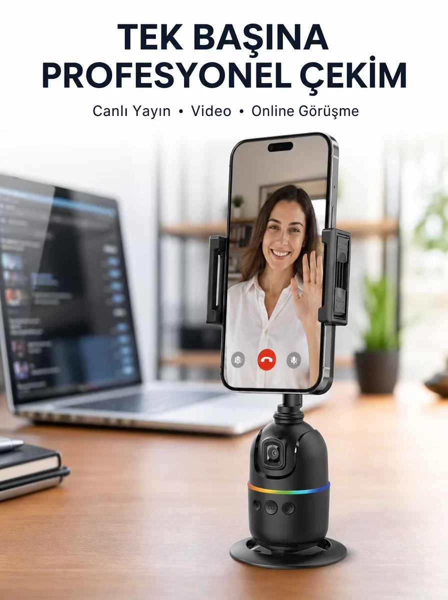 Yeni Nesil Otomatik Yüz Takipli Masaüstü Gimbal - Canlı Yayın ve Vlog Çekimi İçin