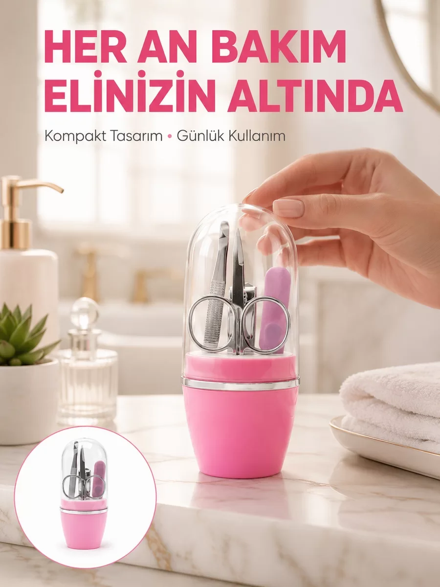 Yeni Nesil Pembe Tırnak Bakım Seti: Manikür Pedikür Pratik Çözüm