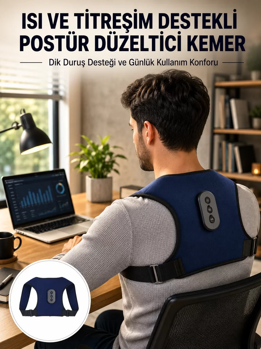 Yeni Nesil Postür Düzeltici Masaj Kemerisi: Titreşimli Isıtma ve Ergonomik Destek Sistemi