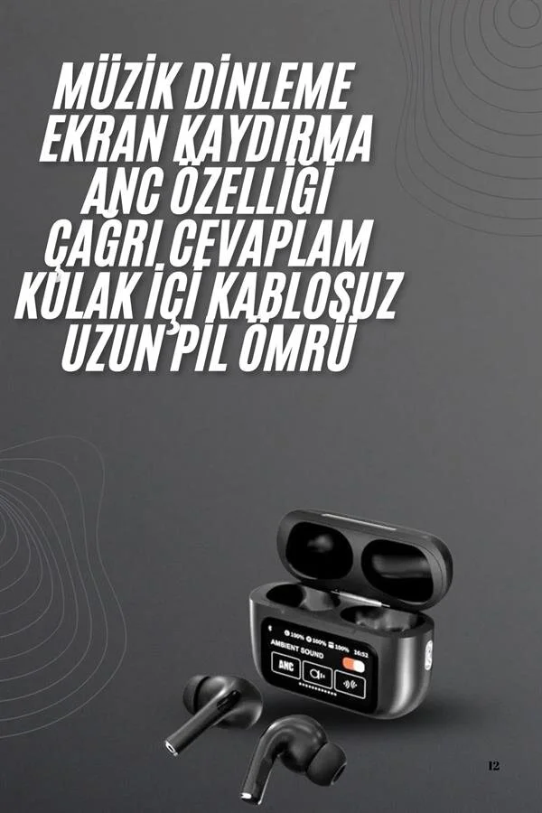 Yeni Nesil Pro Ekranlı Bluetooth Kulaklık 5.0 - ANC Gürültü Önleme ve Ses Kalitesi