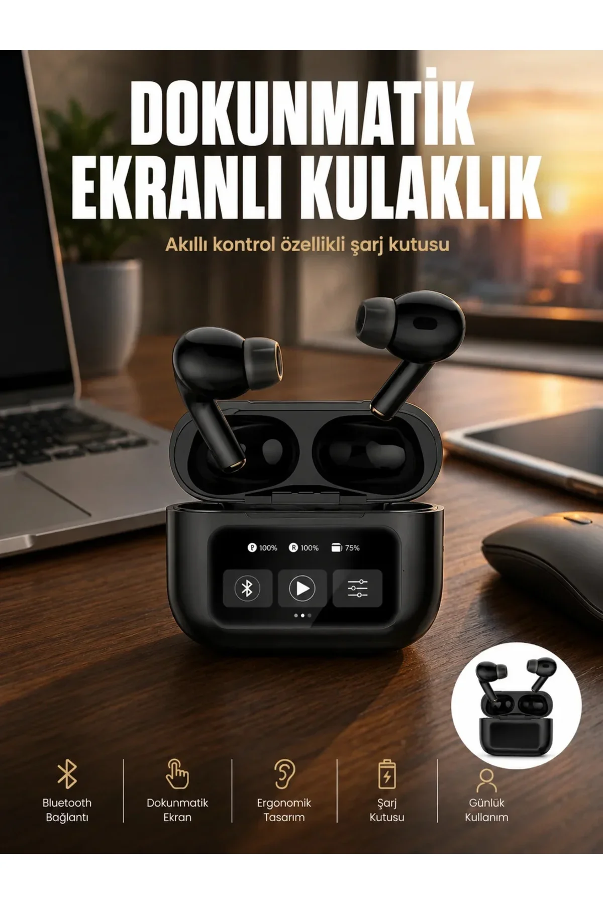 Yeni Nesil Pro Ekranlı Bluetooth Kulaklık 5.0 Bluetooth Yeni Nesil Yeni Nesil Pro Ekranlı Bluetooth Kulaklık 5.0 Bluetooth Yeni Nesil