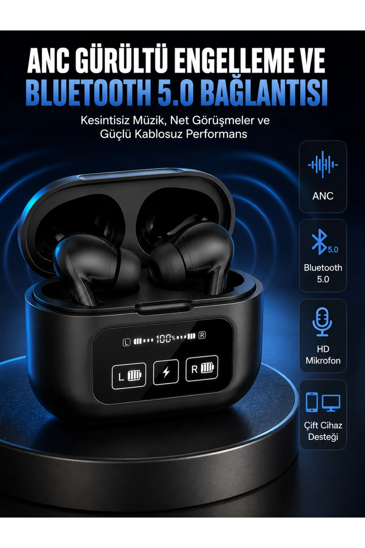 Yeni Nesil Pro Ekranlı Bluetooth Kulaklık 5.0 Bluetooth Yeni Nesil Pro Ekranlı Bluetooth Kulaklık 5.0 Bluetooth