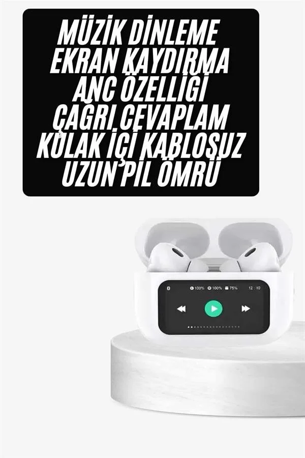 Yeni Nesil Pro Kablosuz Bluetooth Kulaklık Dokunmatik Ekran ANC/ENC - Güçlü Batarya ve Powerbank Kutusu