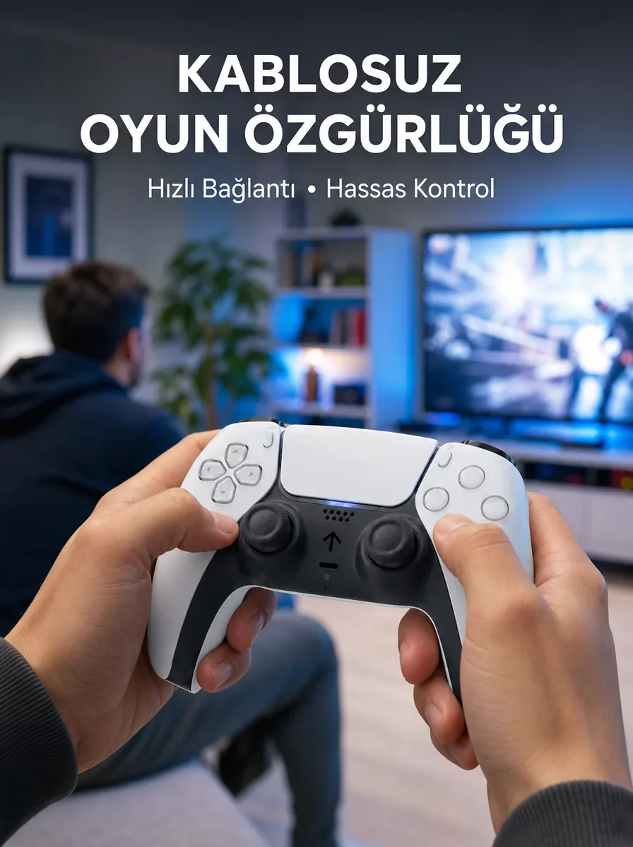 Yeni Nesil PS5 Kablosuz Oyun Kolu - Sessiz Tuşlar ve Hassas Kontrol