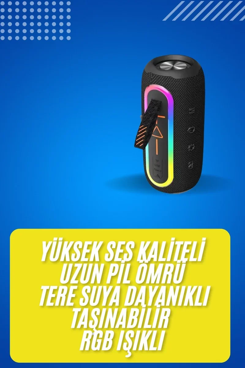 Yeni Nesil Renkli Bluetooth Hoparlör - Uzun Pil Ömrü ve Kablosuz Bağlantı