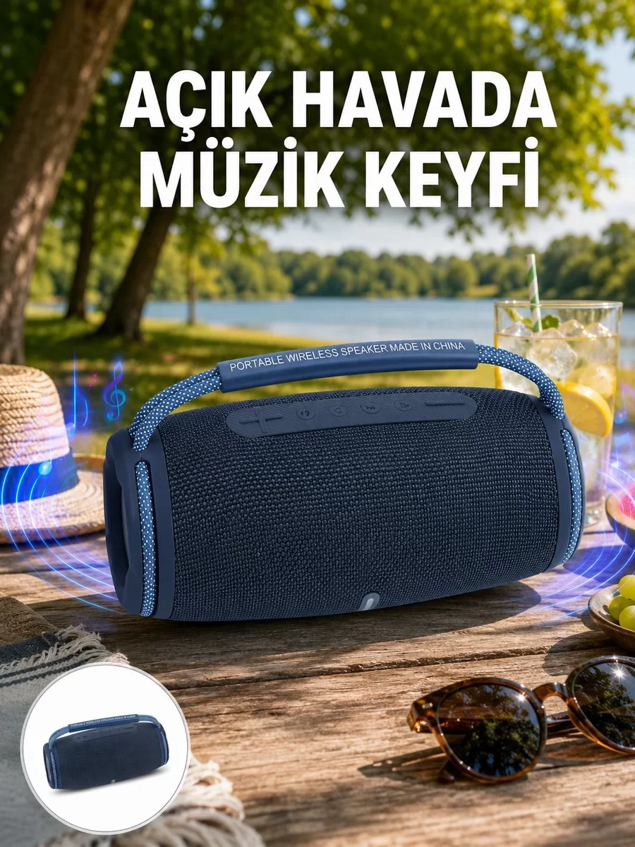 Yeni Nesil Renkli Işıklı Taşınabilir Bluetooth Hoparlör - IPX5 Su Geçirmez ve Kompakt Tasarım